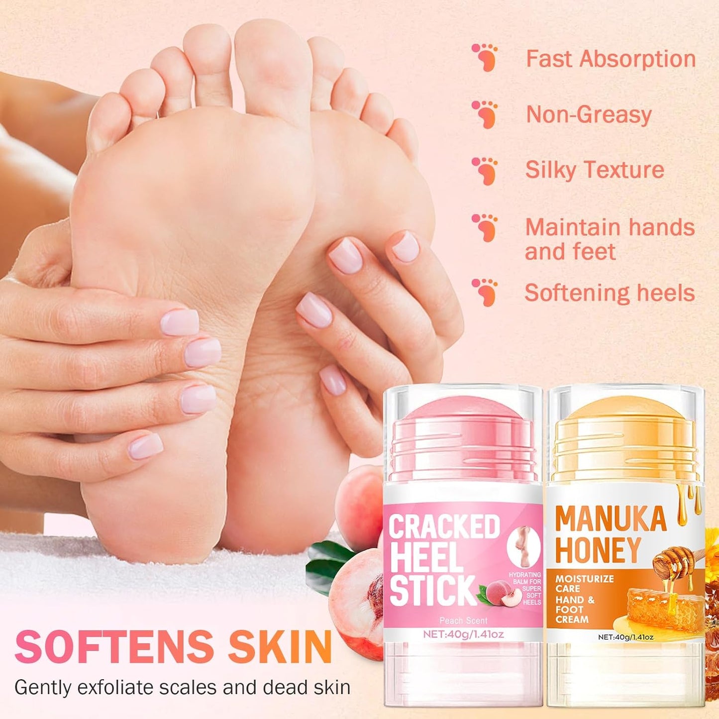 2PC Hydrating and Anti-Cracking Foot Cream, 2025 Upgraded Smooth Steps Foot Therapy Balm, Foot Cream for Dry Cracked Heels and Feet Women Men