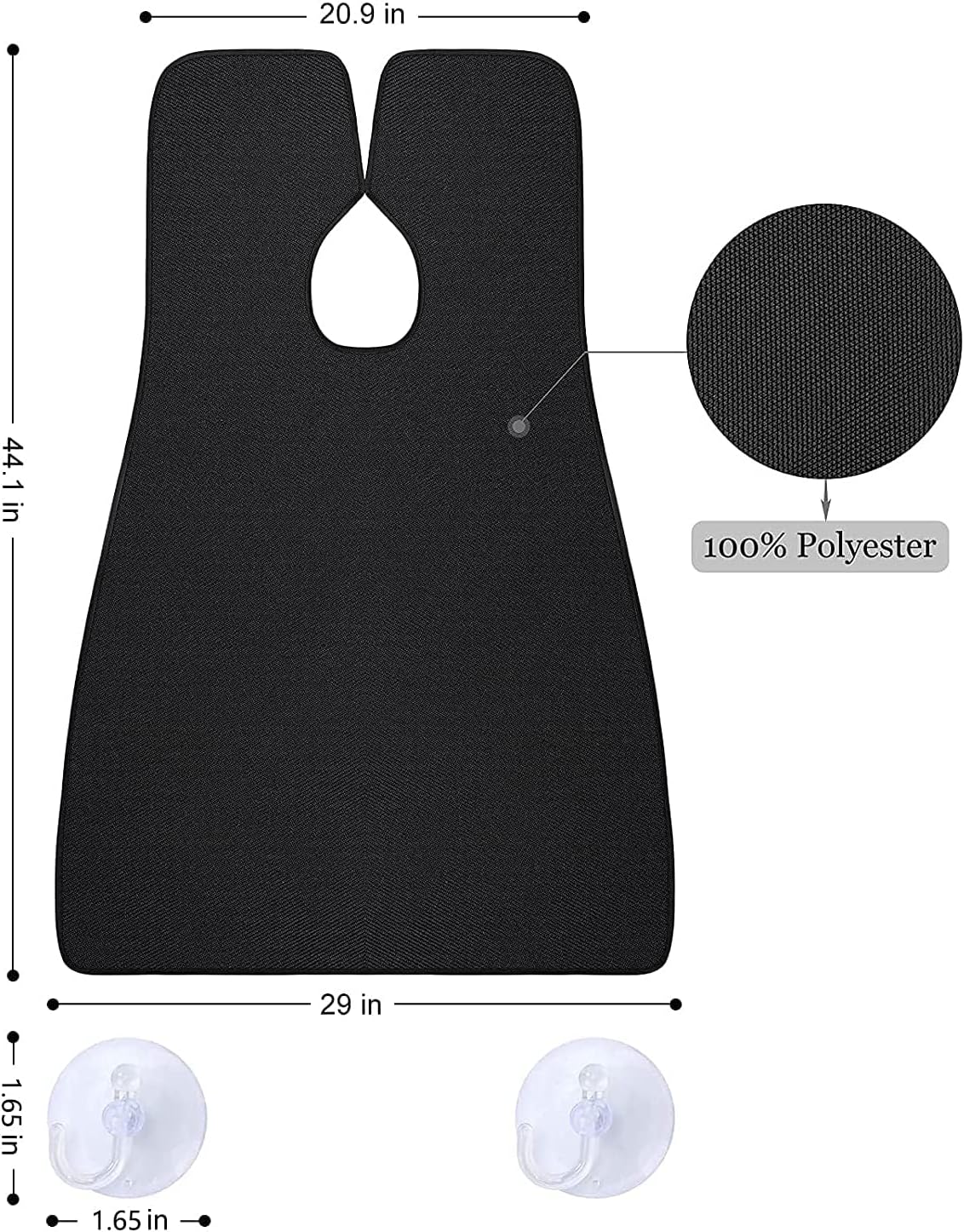 Kingsmile Beard Hair Catcher, Beard Bib Apron for Men, Beard Bib & Beard Apron, Beard Catcher with 2 Suction Cups, Hair Clippings Catcher, Shaving Apron for Shaving & Trimming, Waterproof Black