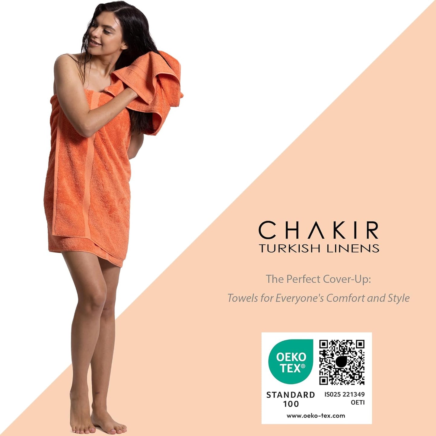 Chakir Turkish Linens | Hotel & Spa Quality 100% Cotton Premium Turkish Towels | Soft & Absorbent (Personalized 3-Piece Towel Set, Coral)