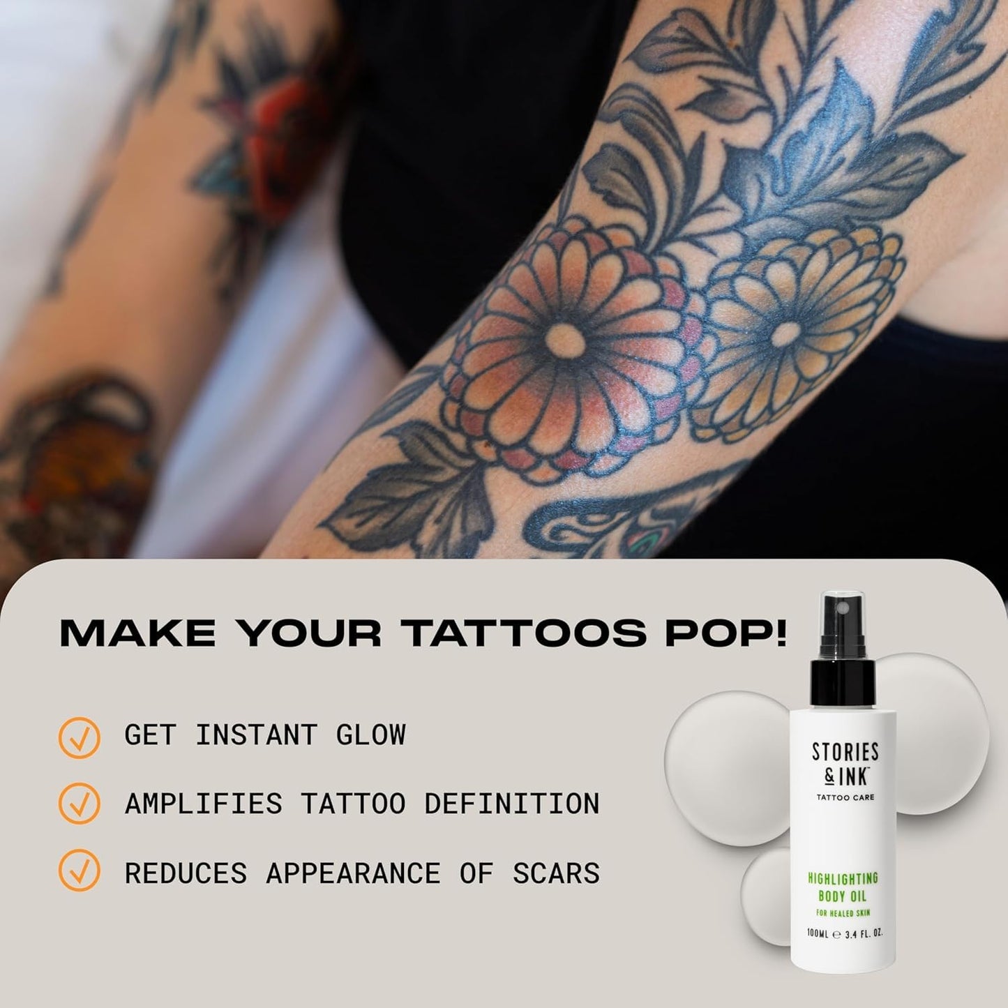Stories & Ink Tattoo Care | THE ORIGINALS PACK | Fade-Fighting Regimen (Daily Moisturizer + Hydrating Body Oil + Vibrancy Serum) | Completely Hydrates, Highlights and Defines your Ink