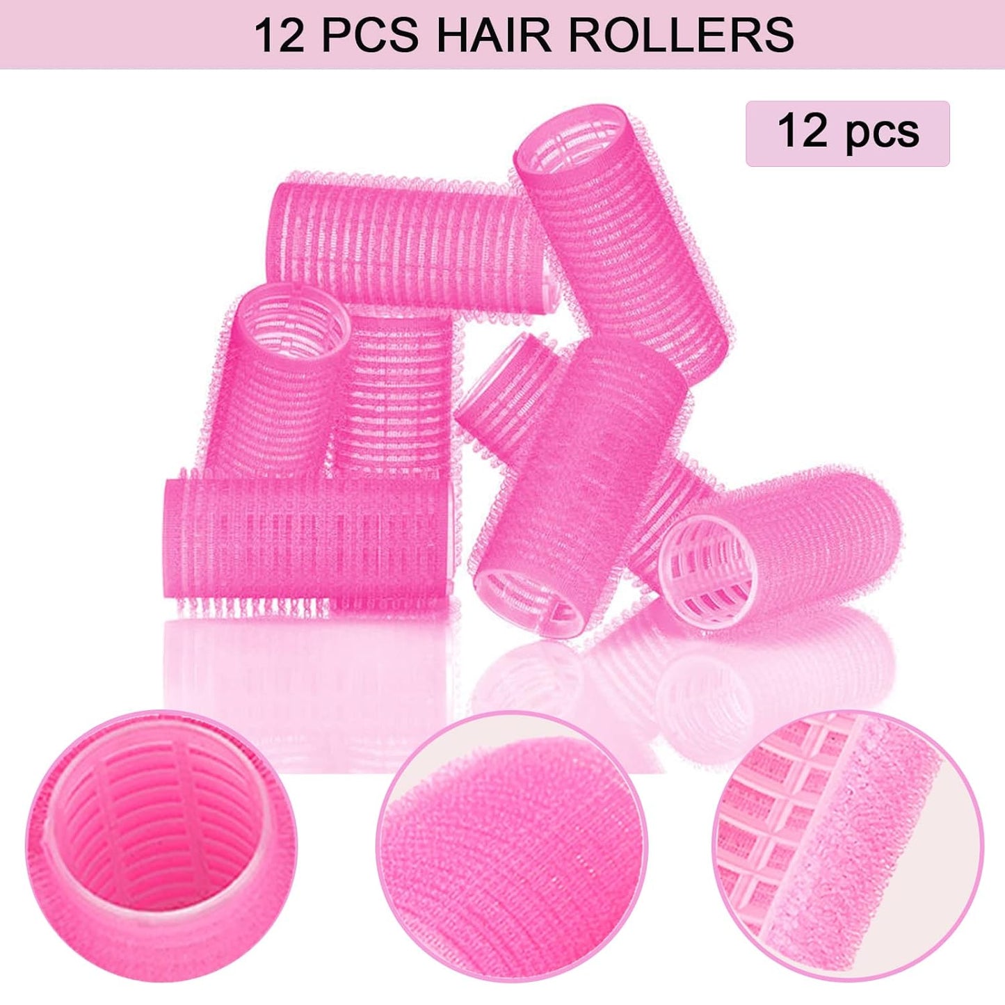 Hair Rollers, 12 Pack Salon Hair Dressing Curlers, Self Grip Hair Roller Sets, Hair Curlers, DIY Curly Hairstyle, Colors May Vary, Small