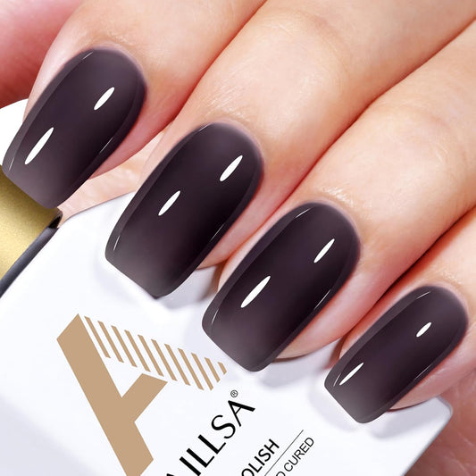 AILLSA Jelly Gel Nail Polish - Sheer Black Gel Polish Translucent Nails Gels Soak Off U V Gel Polishs Neutral Gel Polish for Nail Art Manicure DIY at Home 0.51 Fl Oz /GB48