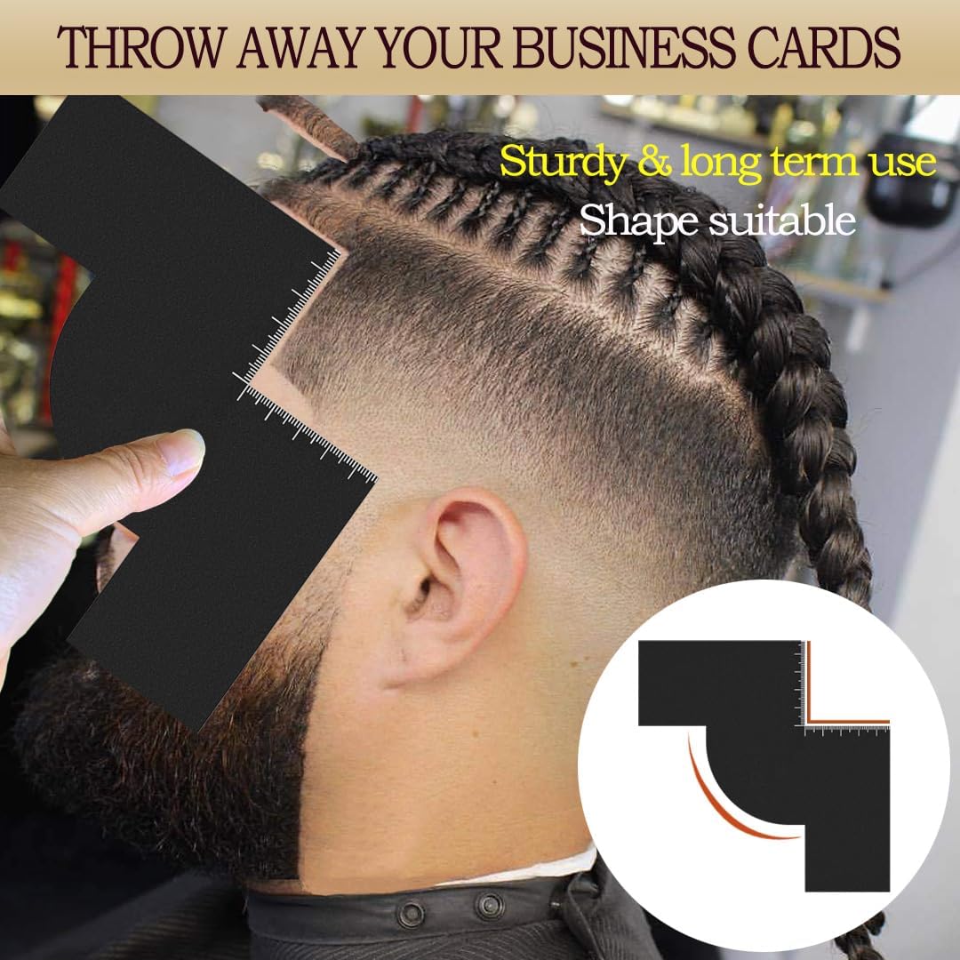 4 Pcs Enhancement Card for Barbers with Measurement Indicators, Easy to Clean Hairline Maker Guide for Barbers, Reusable Hairline Shaping Tool for Men's Hairlines and Beard(T+S+W+V Shaped)
