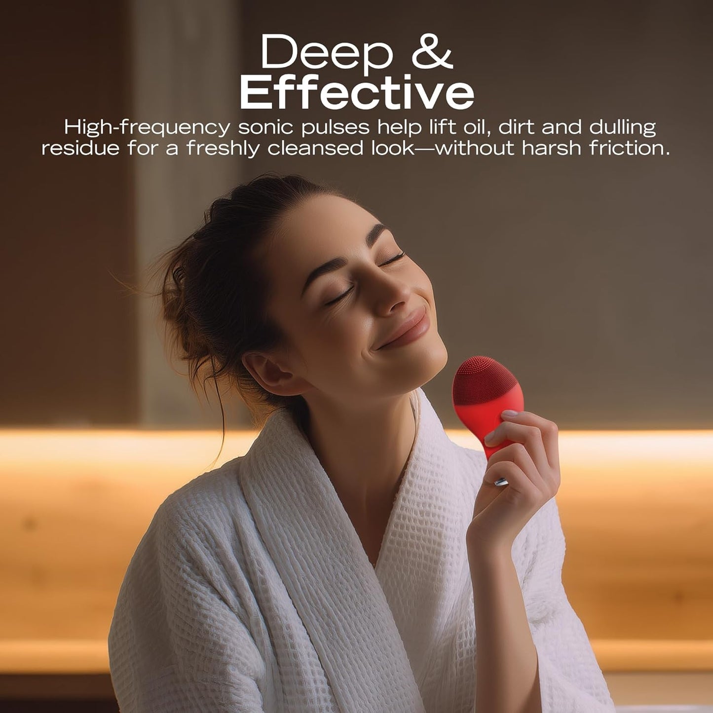 Nautica PC120 Facial Cleansing Brush Made with Ultra-Hygienic Soft Silicone, Waterproof, Rechargeable Vibrating Face Exfoliator Scrub Brush with Sonic Technology for Men & Women - Dancing Red