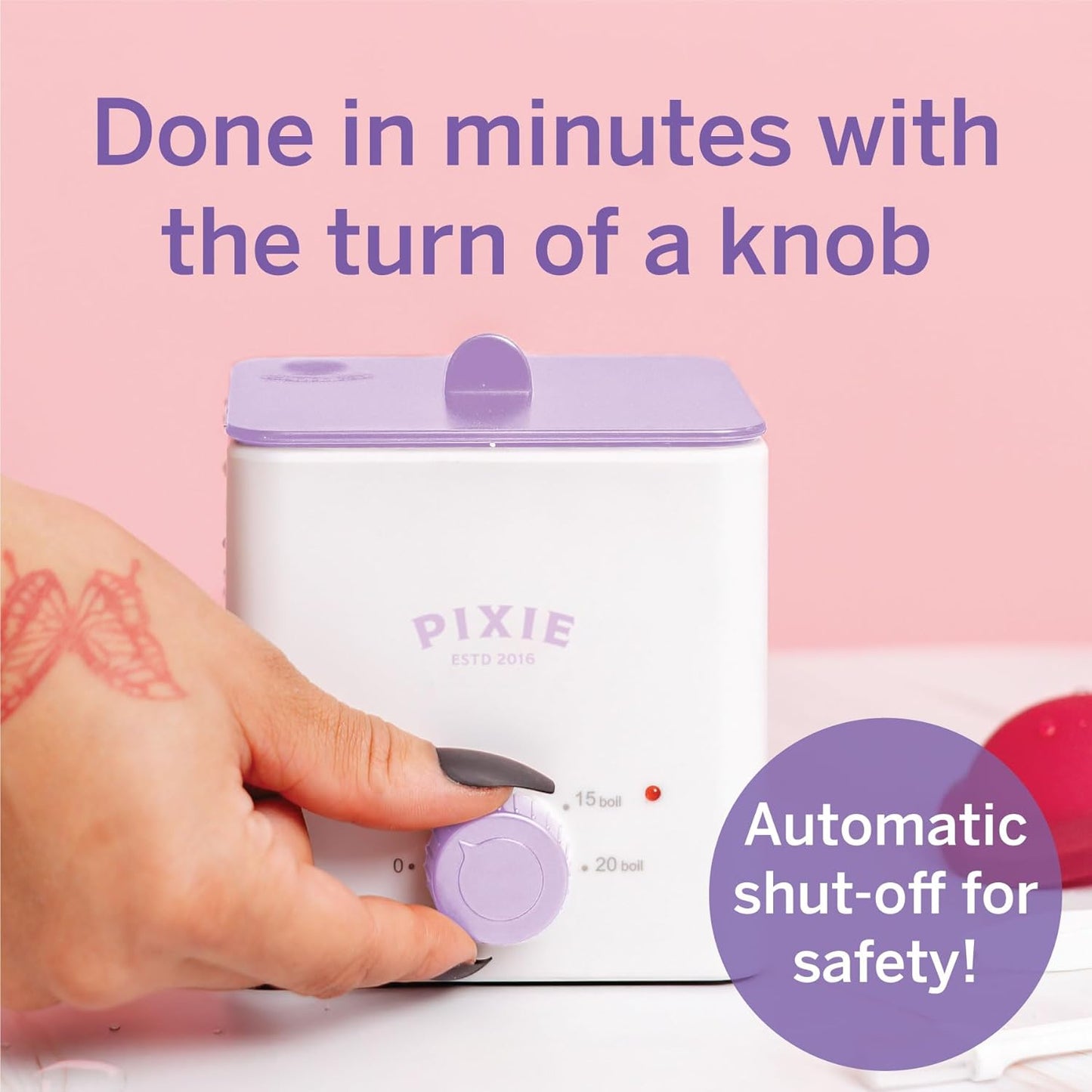 Pixie Menstrual Cup & Disc Boiler Sterilizer - Easily Submerge & Clean Your Period Cup in Boiling Water! Kills 99.9% of Germs with Cleaner Boiling Solution - The Most Soothing Way to Wash Your Cup