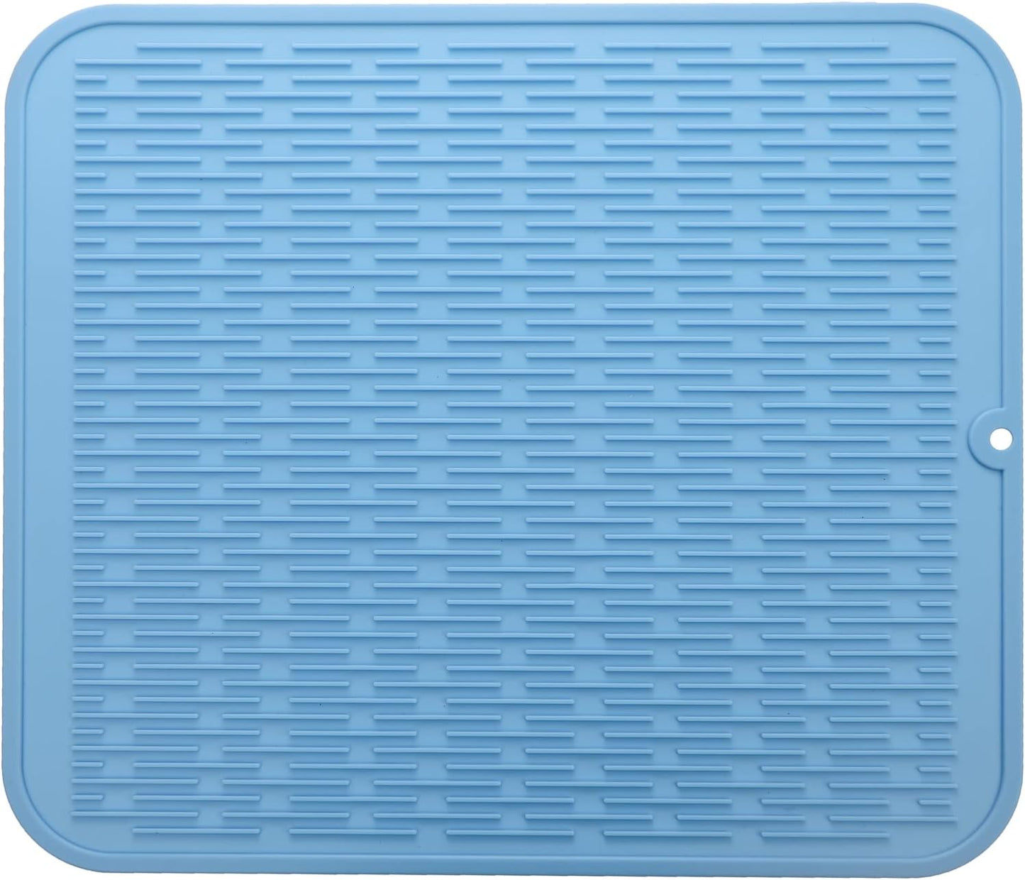 Silicone Dish Drying Mat for Multiple Usage,Easy clean,Eco-friendly,Heat-resistant Silicone Mat for Kitchen Counter or Sink,Refrigerator or Drawer Liner Light Blue XL 18 inches x 16 inches