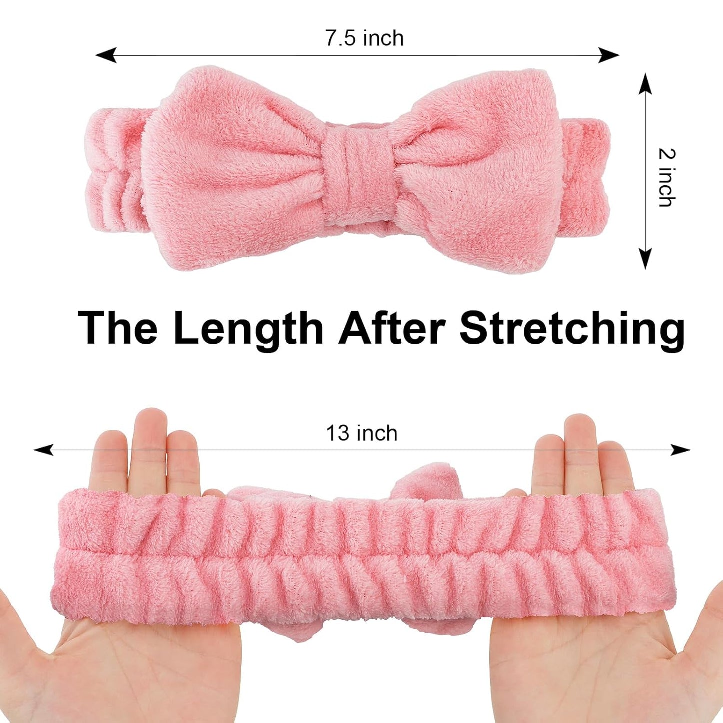 Casoty 6 Pcs Skincare Spa Headband Make Up Headbands, Bow Hair Band, Soft Coral Fleece Facial Headbands for Washing Face, Towel Head Band for Face Washing Shower Skin Care Yoga