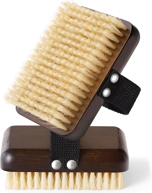 Dry Brushing Body Brush, Azymi Shower Brush for Body Natural Thick Bristles Exfoliates Dead Skin, Detoxifies, Improves Blood Circulation- Spa-Grade Dual Use Dry& Wet Brush 1-Pack