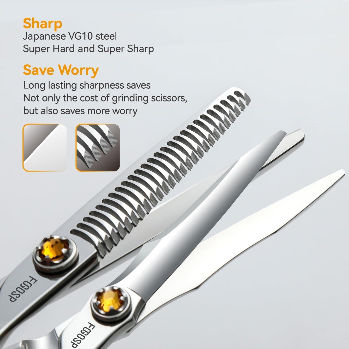 6" Professional Hair Shears Set VG10 Japanese Stainless Steel Sharp Ergonomic Lightweight Regular Straight and Thinning Scissors for Barbers and Salon Professionals