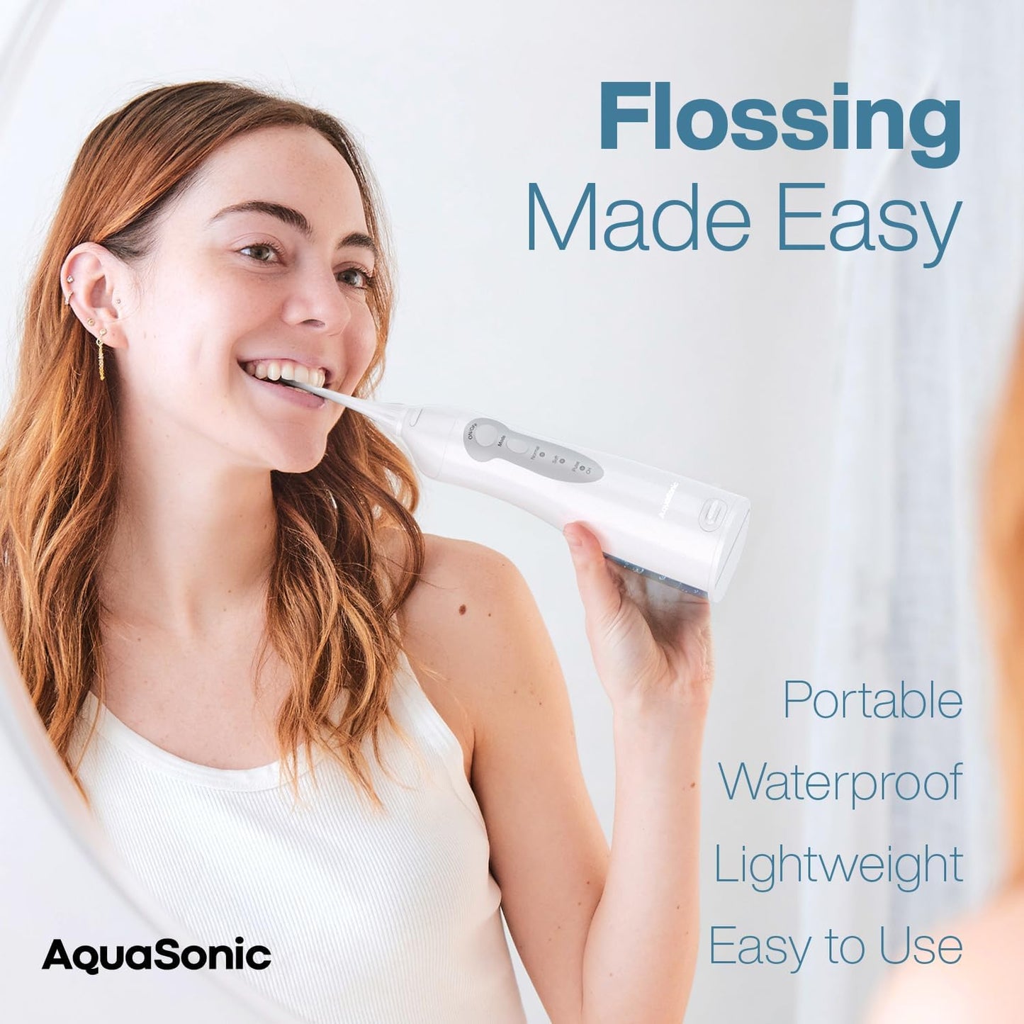 AquaSonic Aqua Flosser - Professional Cordless Oral Irrigator with 4 Tips and Travel Bag, IPX7 Waterproof with 3 Modes