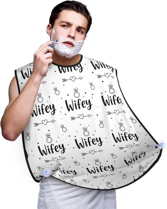 No-Slip Shaving Bib, Beard Grooming Apron with Strong Suction Cups, Diamond Bride Wifey