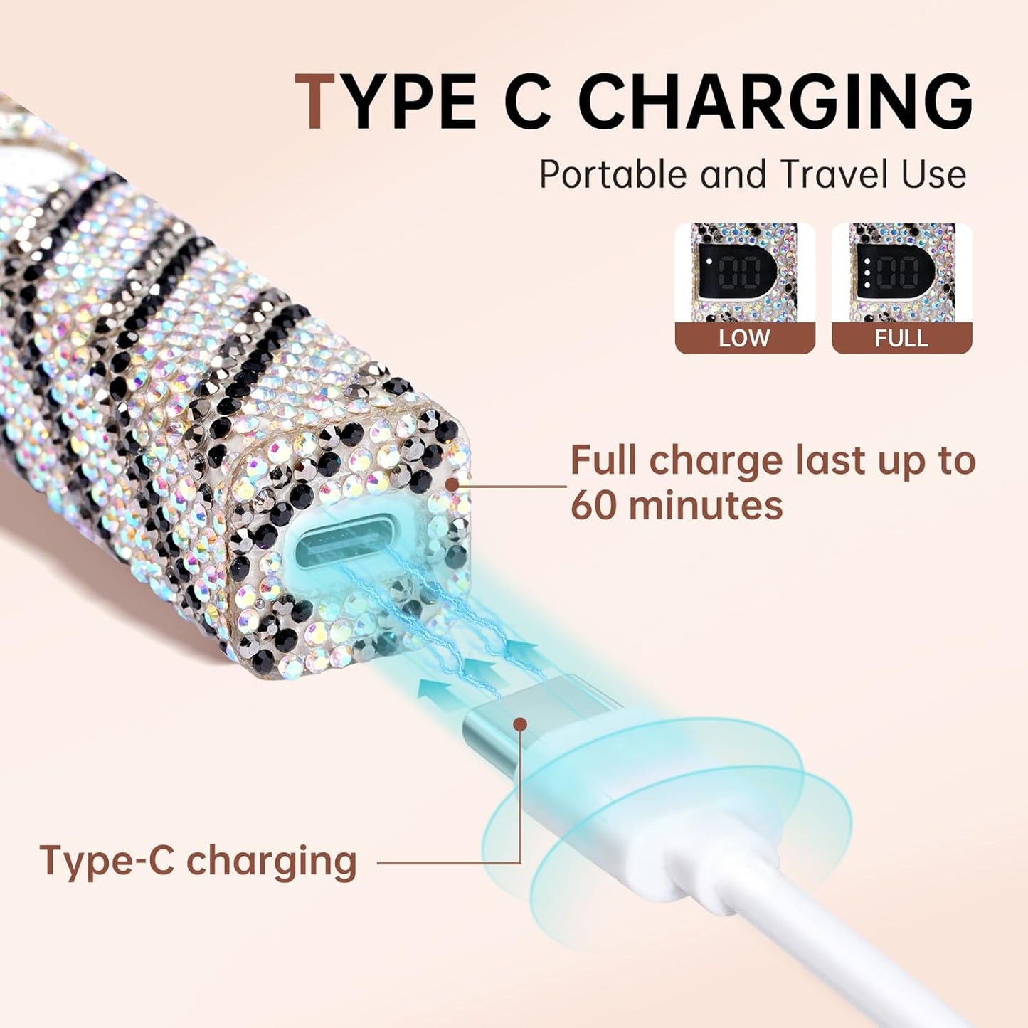 Handheld UV Light for Gel Nails,Mini LED Cordless Nail Lamp for Gel Nail Polish,Portable Flash Cure Lamp,Rechargeable USB Nail Dryer with LCD Display Fast Curing Home DIY