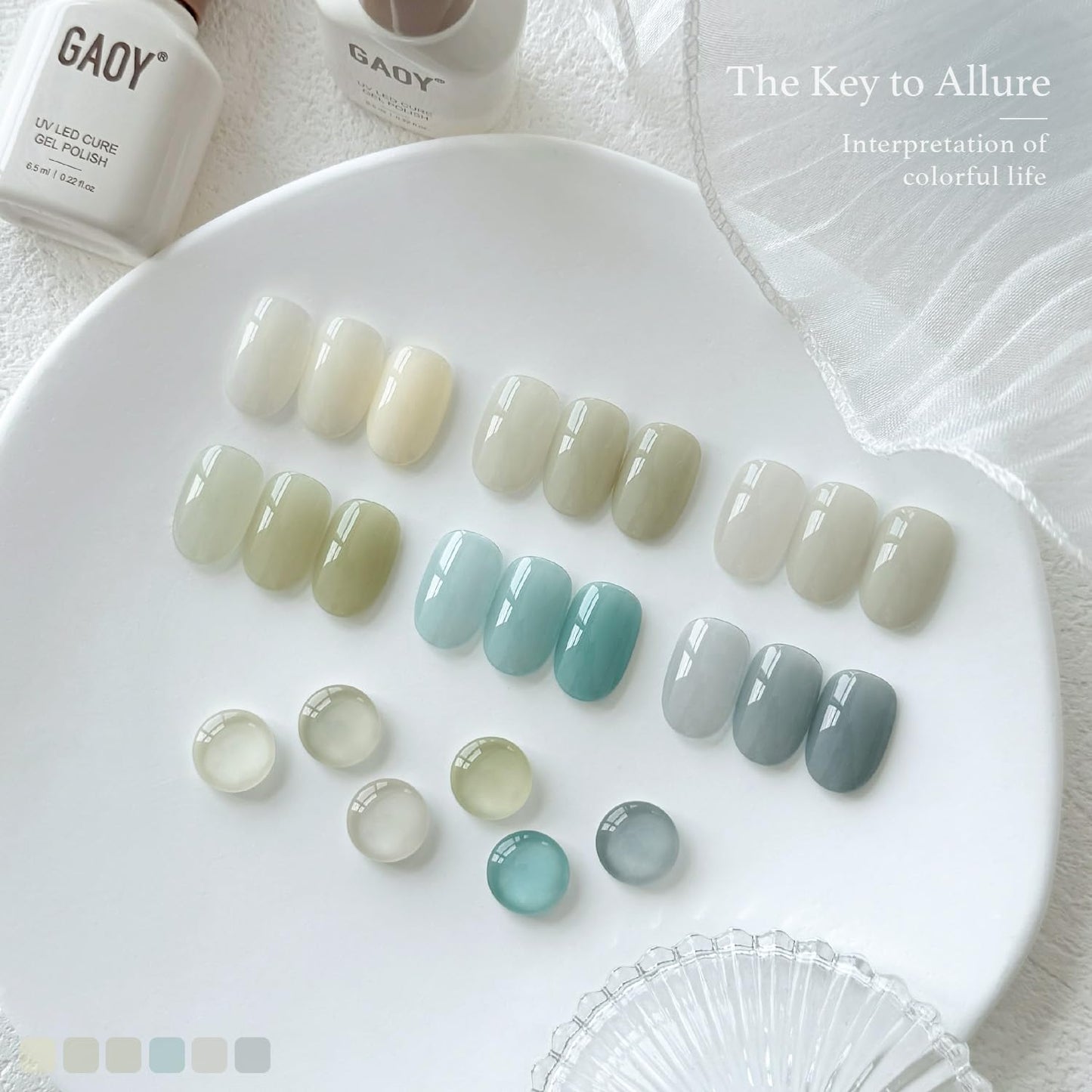 GAOY Coastal Breeze Jelly Gel Nail Polish Kit, 6 Soft Tones for Summer, Soak Off UV Cure Gel for DIY Manicure at Home and Salon