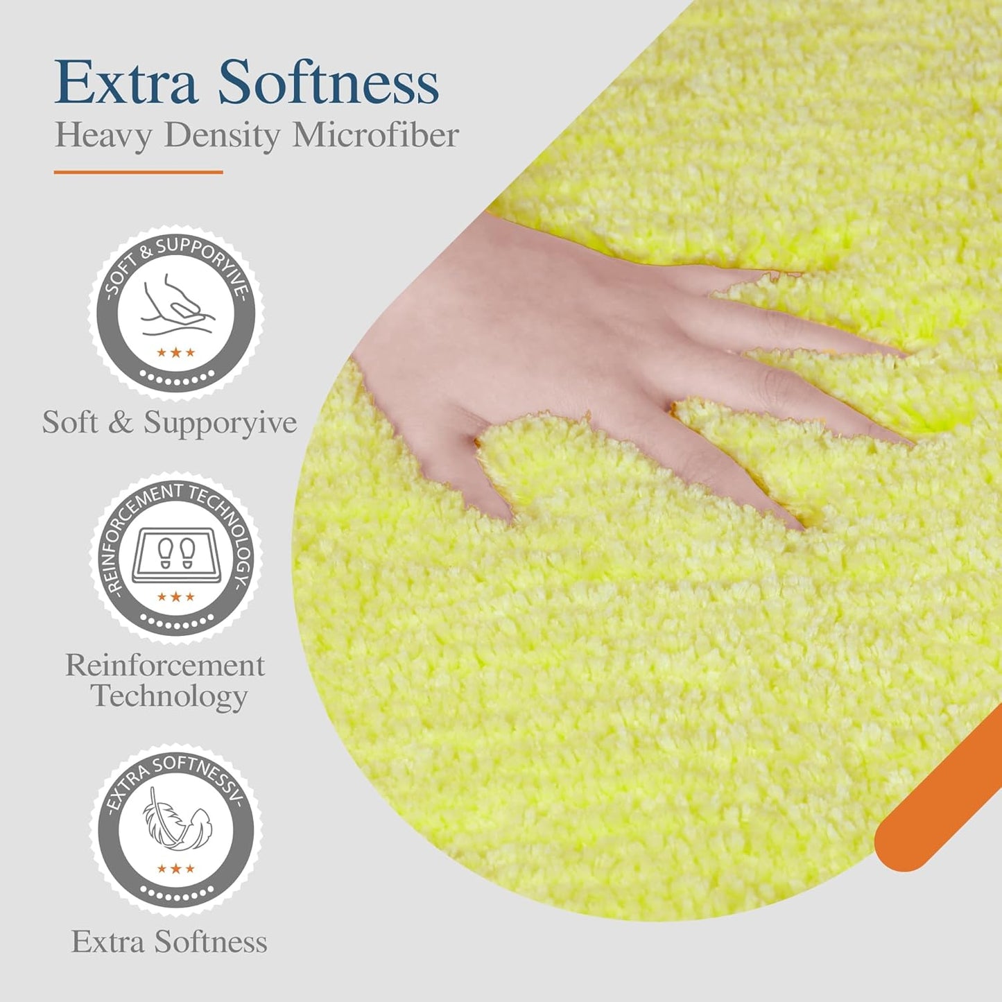Walensee Large Bathroom Rug (24 x 48, Yellow) Extra Soft and Absorbent Shaggy Bath Rug Machine Washable Microfiber Bath Mat Non Slip Bath Mat, Luxury Bathroom Floor Mats