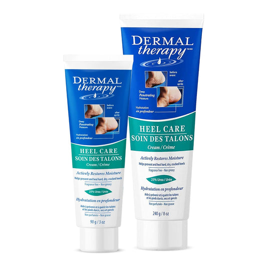Dermal Therapy Heel Care Cream - Moisturizing Treatment that Repairs and Heals Dry, Rough, Cracked Heels and Feet | 25% Urea and 6% Alpha Hydroxy Acids (3oz+8oz Bundle)