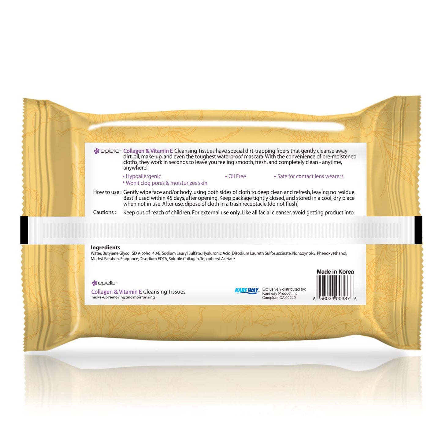 Epielle Makeup Remover Wipes, Remove Dirt, Oil, Waterproof Mascara, Gentle Daily Facial Cleanser Towelettes with Collagen, Cucumber, Aloe Vera & Argan Oil, Vegan & Cruelty-Free, 60 Count (Pack of 4)