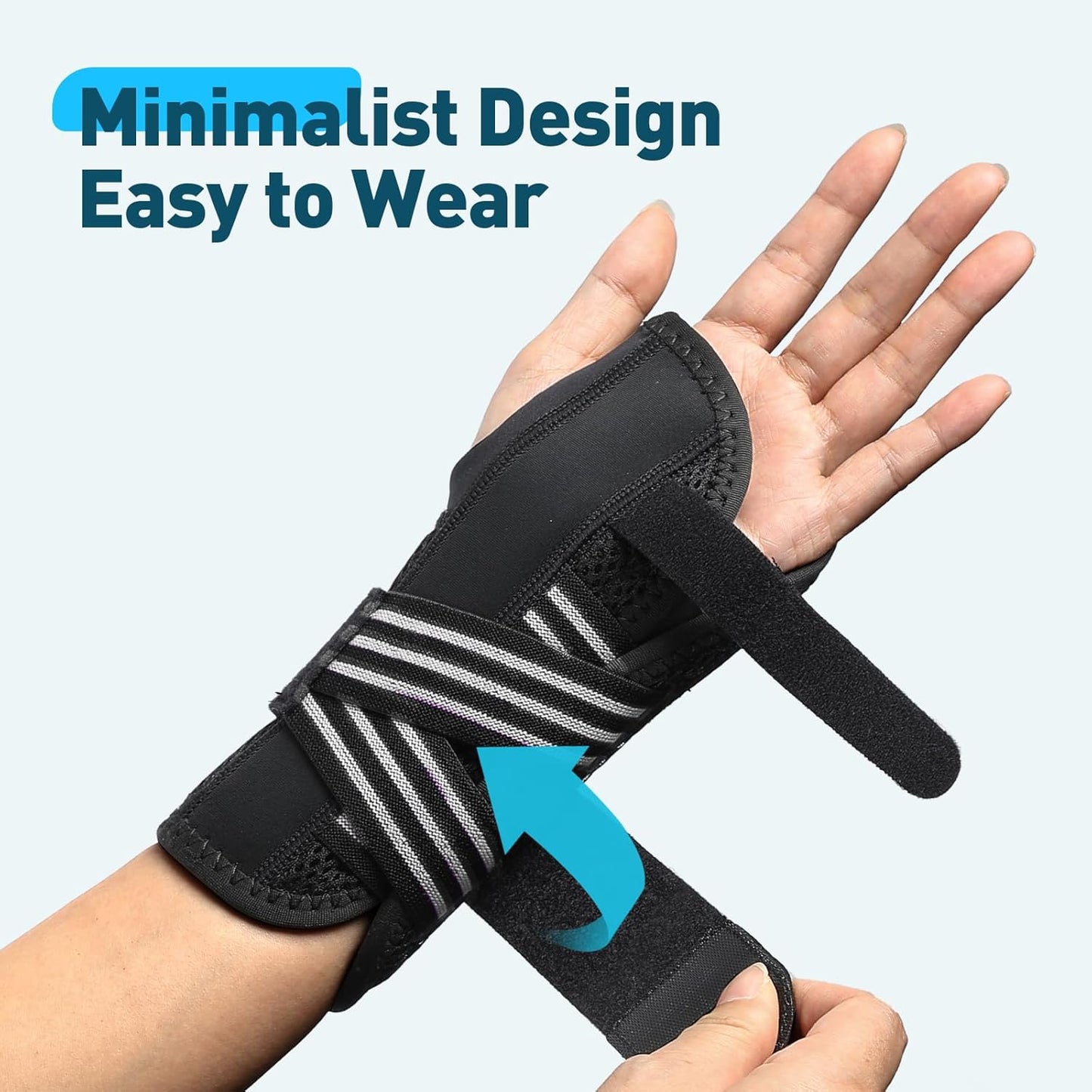 AGPTEK Carpal Tunnel Wrist Brace for Men Women, Night Sleeping Wrist Support with 2 Splints, Pain Relief Hand Brace for Arthritis Sprains Tendonitis, Adjustable Wrist Splint for Left Hand (S/M, Black & White )