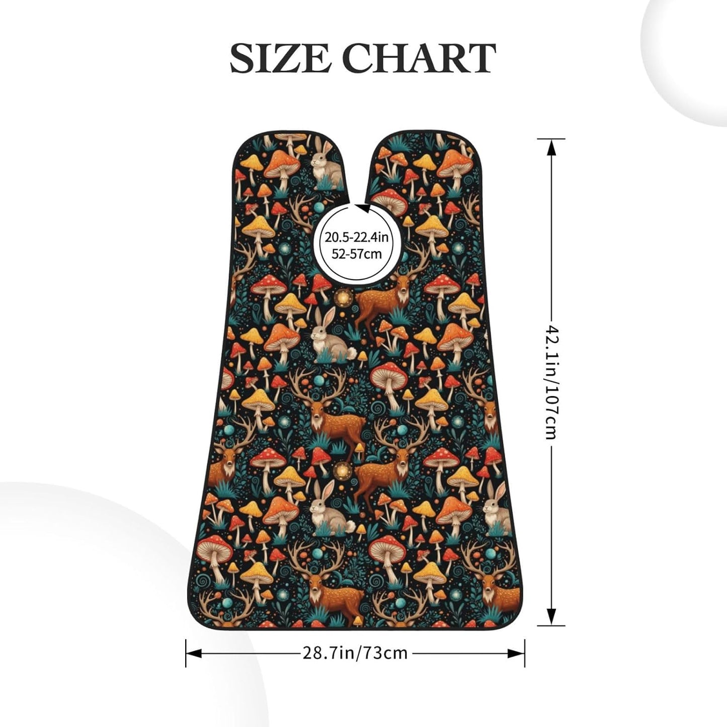 Adjustable Beard Bib, Non-Stick Hair Catcher Cape for Men's Shaving, Waterproof with 2 Suction Cups, Magic Mushrooms Wild Animals Deer Shave Bib