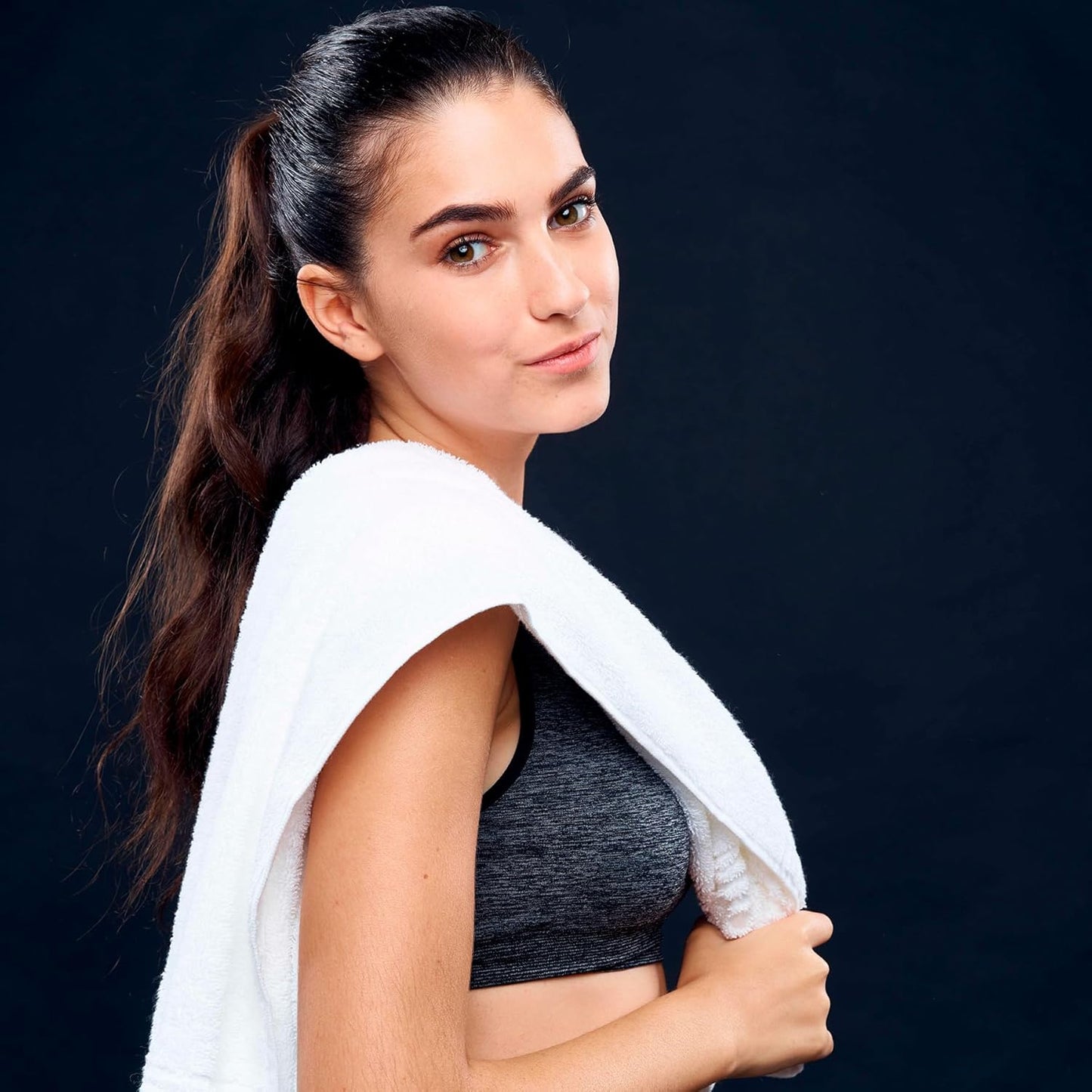 kimteny 100 Persent Cotton Premium Hand Towels Set of 2, (16 x 32 inches) 600GSM Cotton Thick Towel, Ultra Soft and Highly Absorbent Towels for Bathroom Gym Shower Hotel Spa (White)