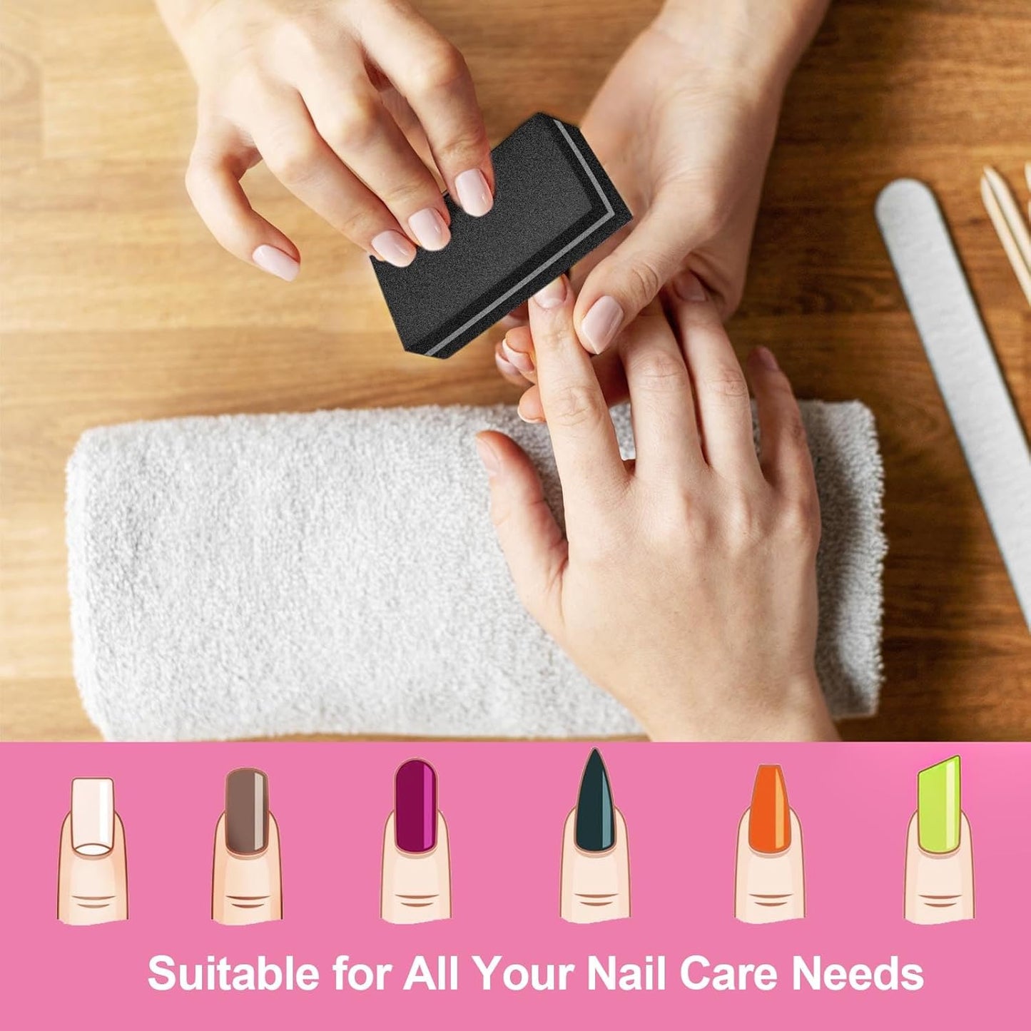 Nail Buffers (30 Pack), Buffer Block Nail File for Acrylic Nails and Natural Nails, 100/180 Grit Small Nail Buffer Block Bulk Buffing Blocks for Nail Buff Professional Manicure File Blocks Set Black