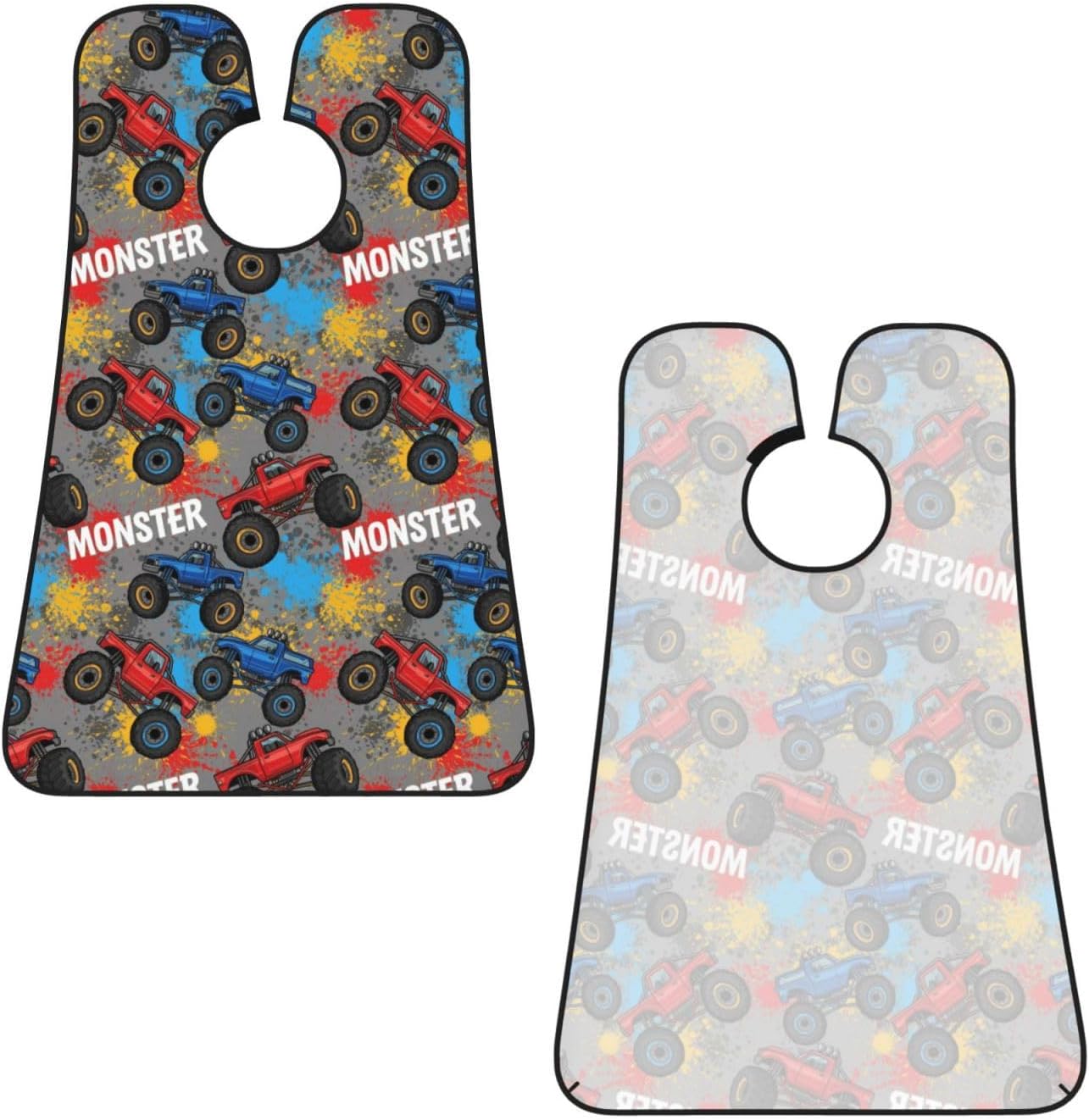 Beard Shaving Cape with Suction Cups, Grunge Monster Truck Car Art Shave Bib, Non-Stick Waterproof Hair Catcher, Grooming Bib for Men Husband