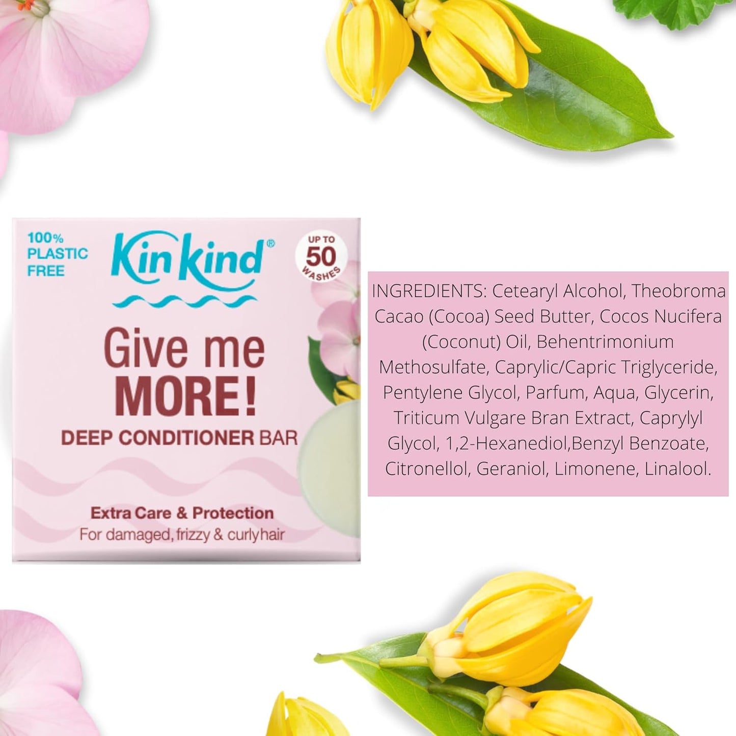 KinKind Give me MORE! Deep Conditioner Bar. Bar Conditioner for Hair - Perfect for Damaged, Frizzy & Curly Hair. Vegan & Cruelty Free. Up to 50 Washes.