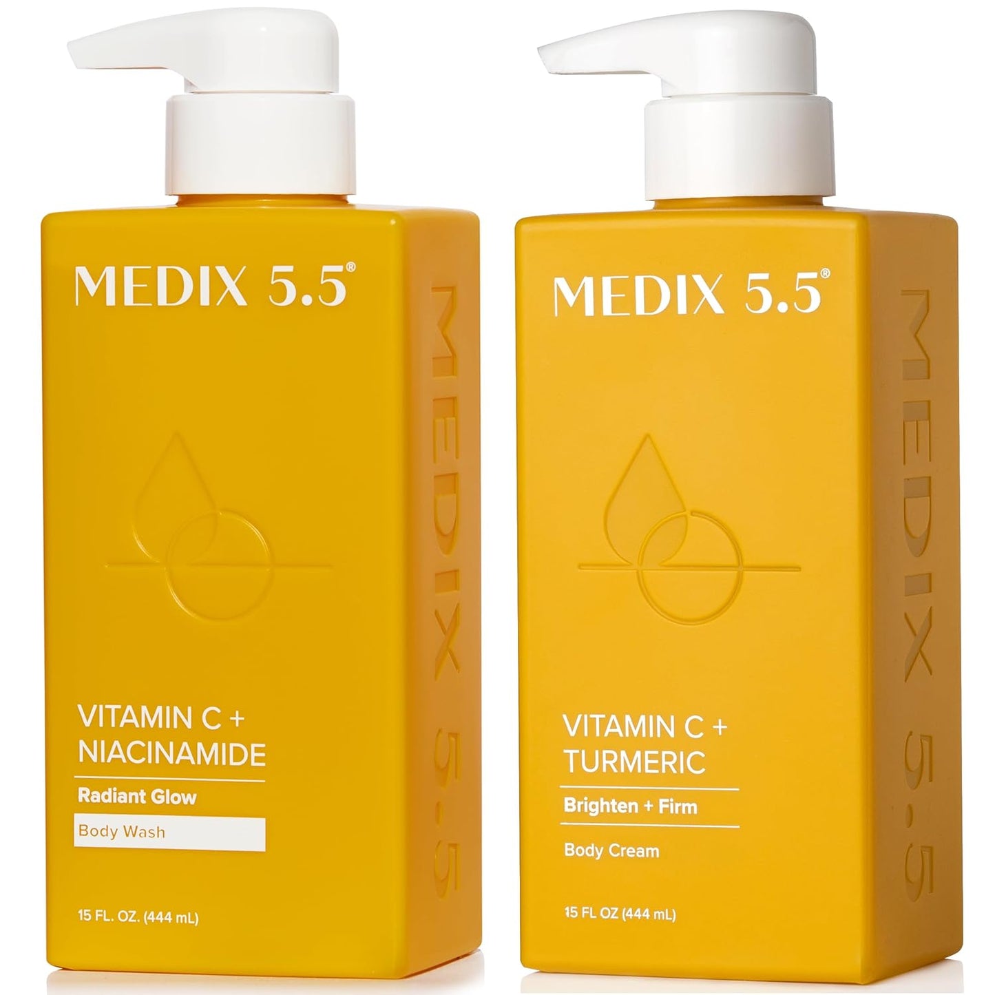 MEDIX Vitamin C Body Wash + Vitamin C Body Lotion & Face Moisturizer 2PC Skin Care Set | Anti Aging Lotion + Body Cleanser Skincare Set For Women, Men, & Smoother Looking Skin, 2-Pack