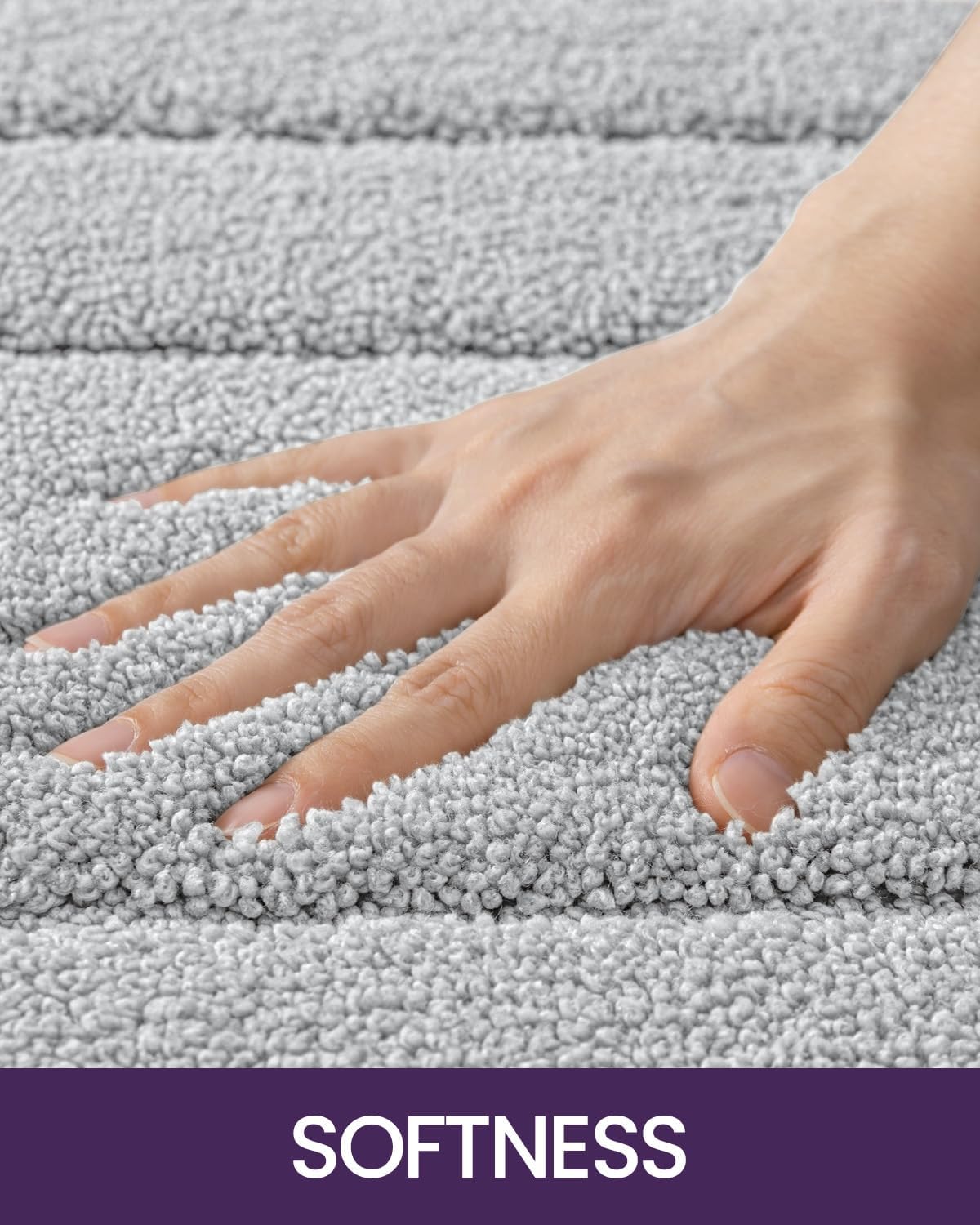 DEXI Bathroom Rug 24x16, Non Slip Washable Bath Mat for Shower Floor, Absorbent Soft Bathmat with Rubber Backing, Quick Dry Microfiber Carpet, Light Grey