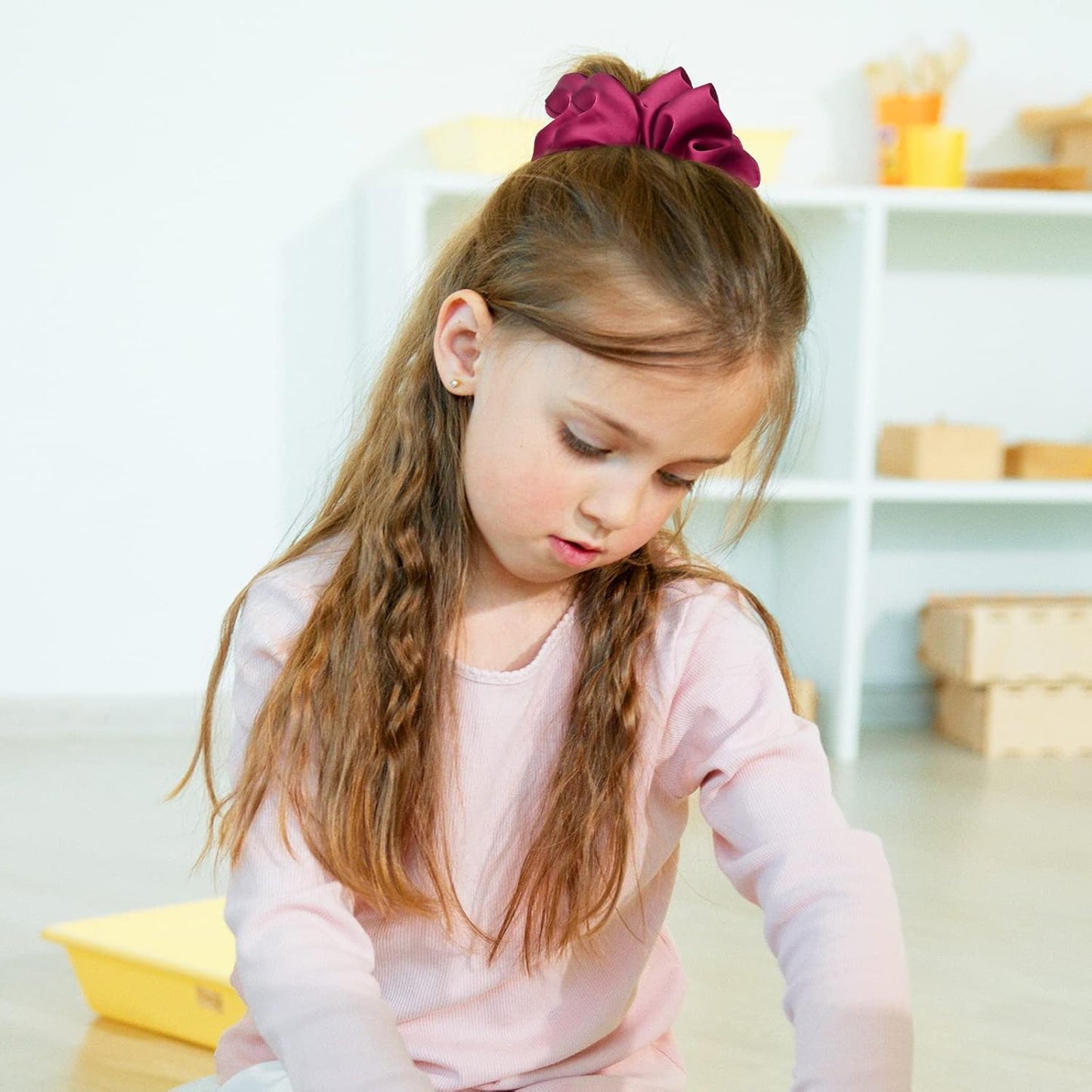 Lolalet Scrunchies for Women, Satin Hair Scrunchies Softer Than Silk Hair Ties for Hair Sleep, Big Scrunchy Ponytail Holder with Elastic Hair Bands for Girls Thick Thin Curly Hair -6 Pack, Style D