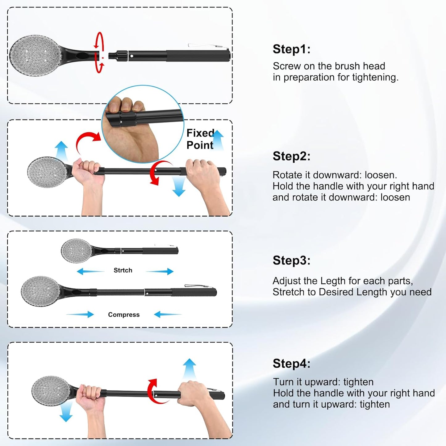 Back Scrubber for Shower,25" Long Handle Shower Brush for Body Exfoliator and Deep Clean,Back Scrubber for Shower for Men,Women and Elderly