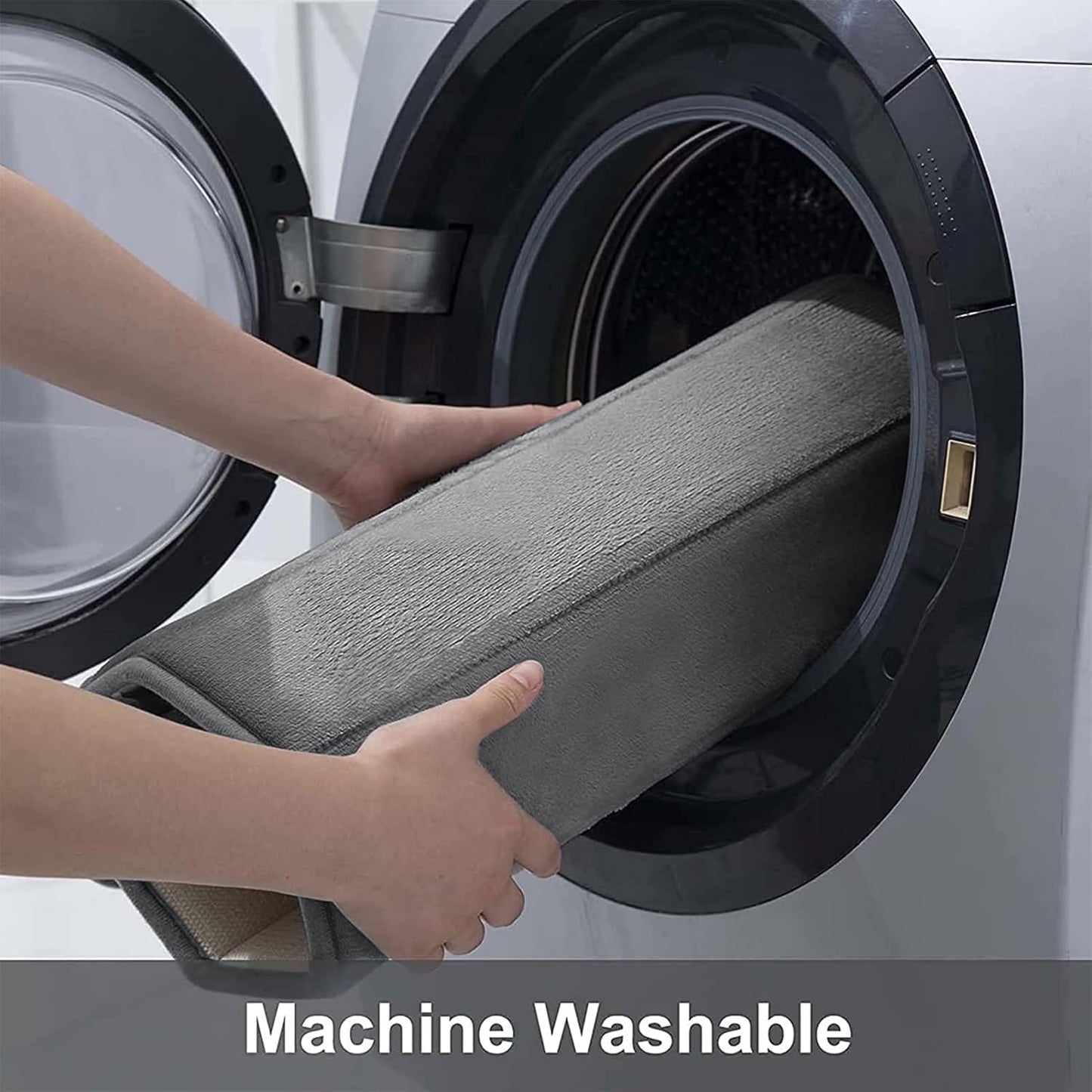 Buganda Memory Foam U-Shaped Contour Toilet Rugs, Non Slip Absorbent, Thick Soft Washable Bathroom Mat, Floor Carpet Bath Rugs Mat for Toilet Base (24" x 20", Grey)