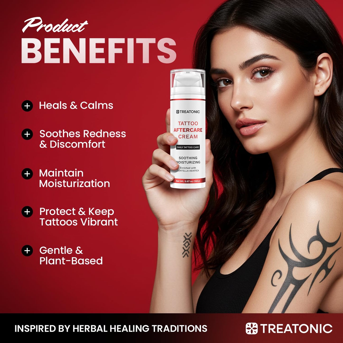 Tattoo Aftercare Cream for Soothing & Moisturizing: Healing & Soothing Aftercare Lotion for Microneedling, Microblading & Piercing - Tattoo Skin Care for New & Old Tattoos - 5 oz / 150ml