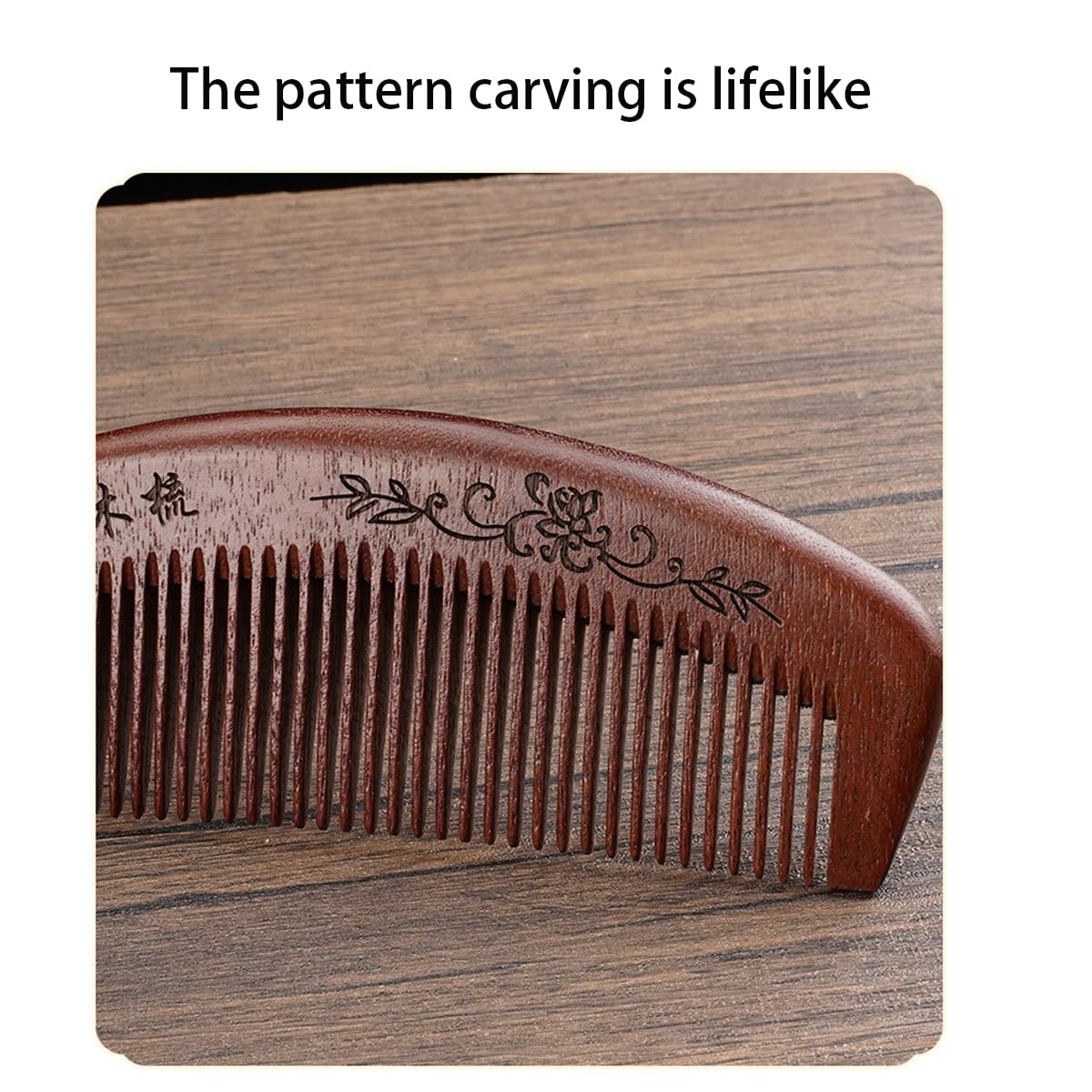 Wooden Hair Comb Set,labor comb, Wide Tooth and Fine Tooth Detangling Combs, Brown, 2 Pack (Medium)