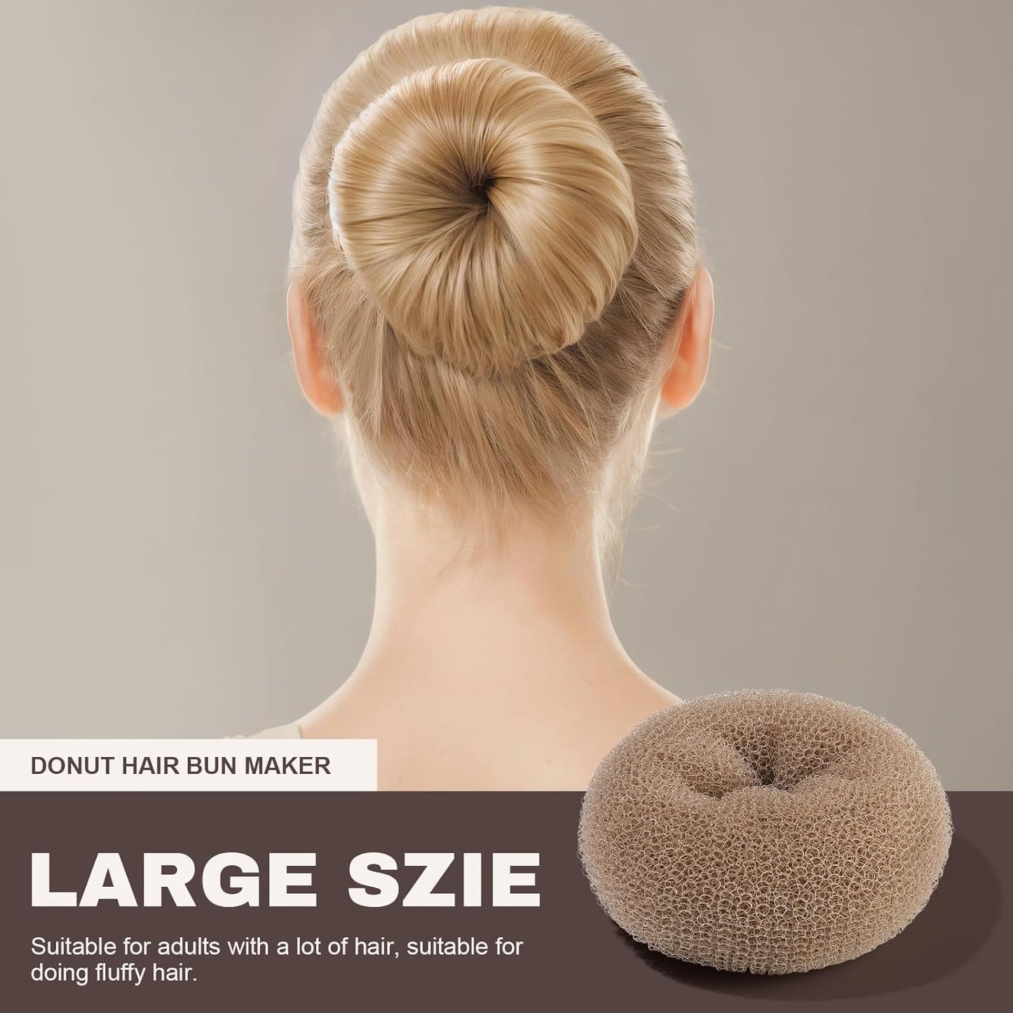 Teenitor Hair Bun Shaper Set, 4Pcs Hair Donut Bun Maker(Extra-large, Large, Medium, Small) with 20 pcs Large Bobby Pins, Tan Brown