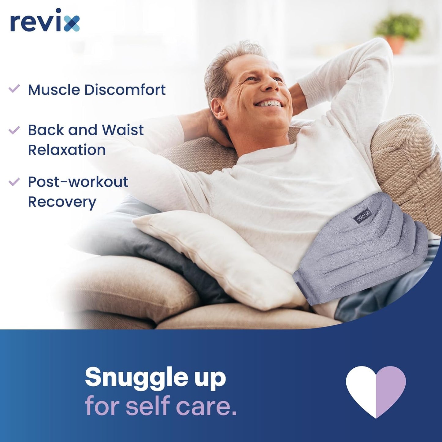 REVIX Microwavable Heating Pad for Back, Extra Large Microwave Heated Pack with Moist Heat for Waist, Stomach, and Shoulder, Unscented Hot or Cold Pack, Gray