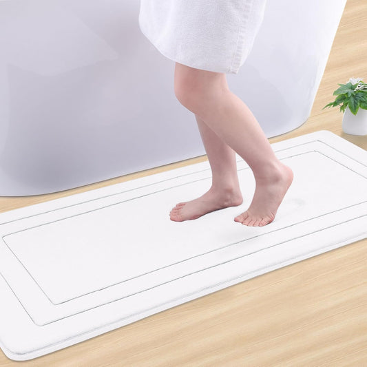 Arotive Memory Foam Bathroom Rug Mat 54x24, Ultra Soft and Absorbent Bath Mat, Machine Wash Dry, Comfortable Bath Rug Carpet for Bathroom Floor, Tub and Shower, White