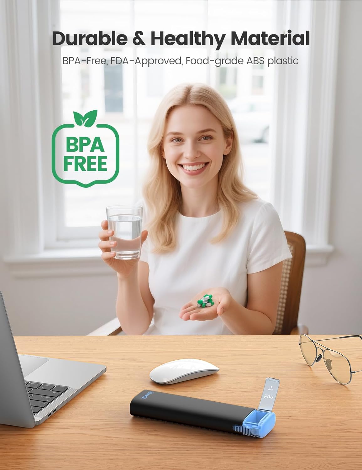 Weekly Travel Pill Organizer,Ideerfit Small Pill Box 7 Day,Portable Pill case,Daily Medicine Box,Drawer Design Pill Container for Medication, Vitamins, Fish Oils, Supplements,Black