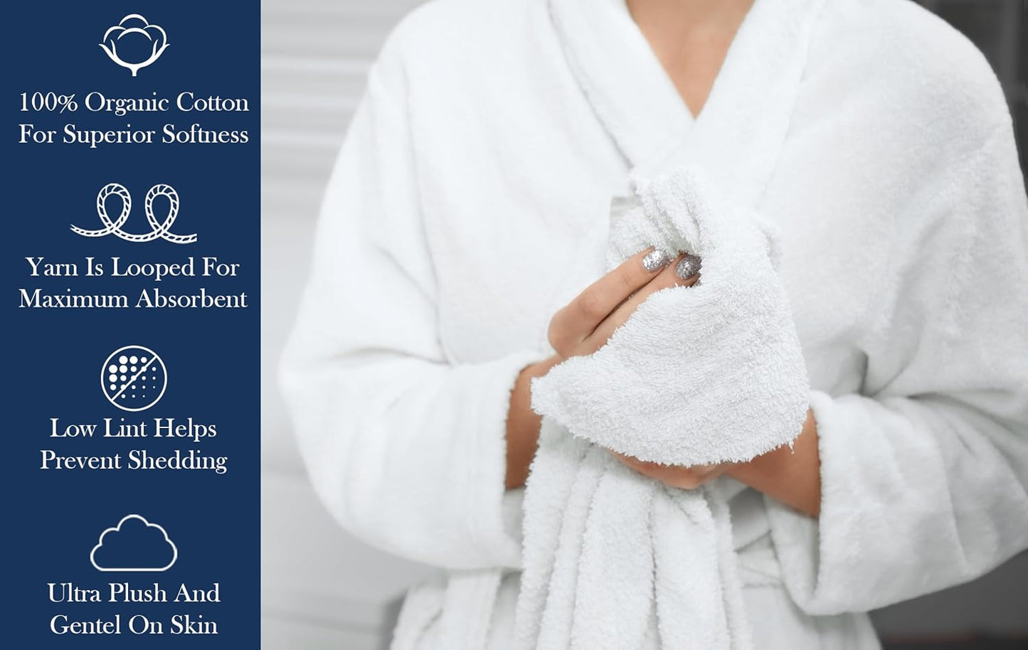 Delara Organic Cotton Luxuriously Plush Hand Towel Pack of 2 | GOTS & OEKO-TEX Certified | Premium Hotel Quality Towels | Feather Touch Technology|650 GSM Long Staple|Soft, Quick Dry & Ultra-Absorbent