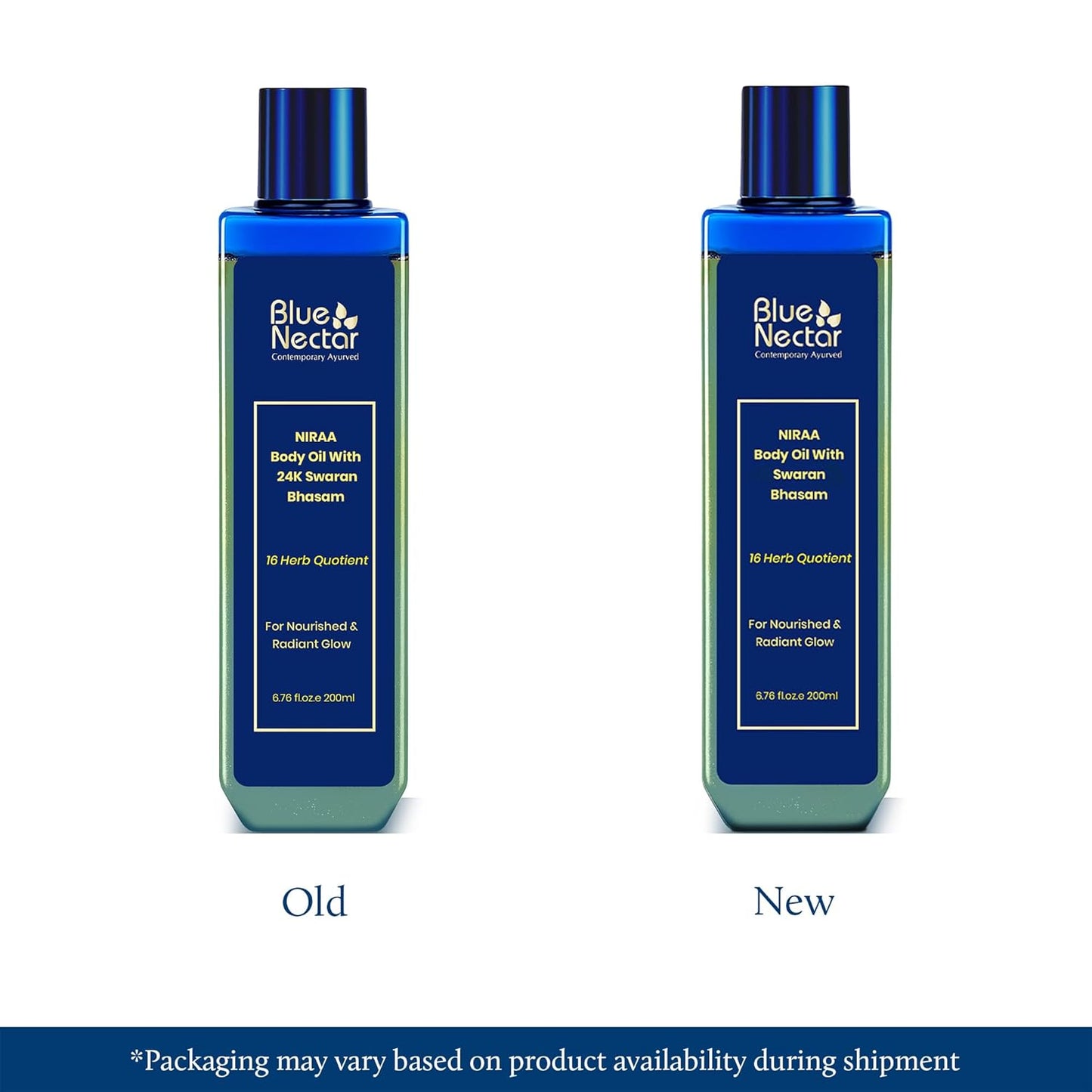 Blue Nectar Body Oil with Swaran Bhasam for Glowing Skin | Ayurvedic Body Oil for Dry Skin | Nourishing Oil with Gold & Shimmer (16 Herbs, 6.76 Fl Oz)