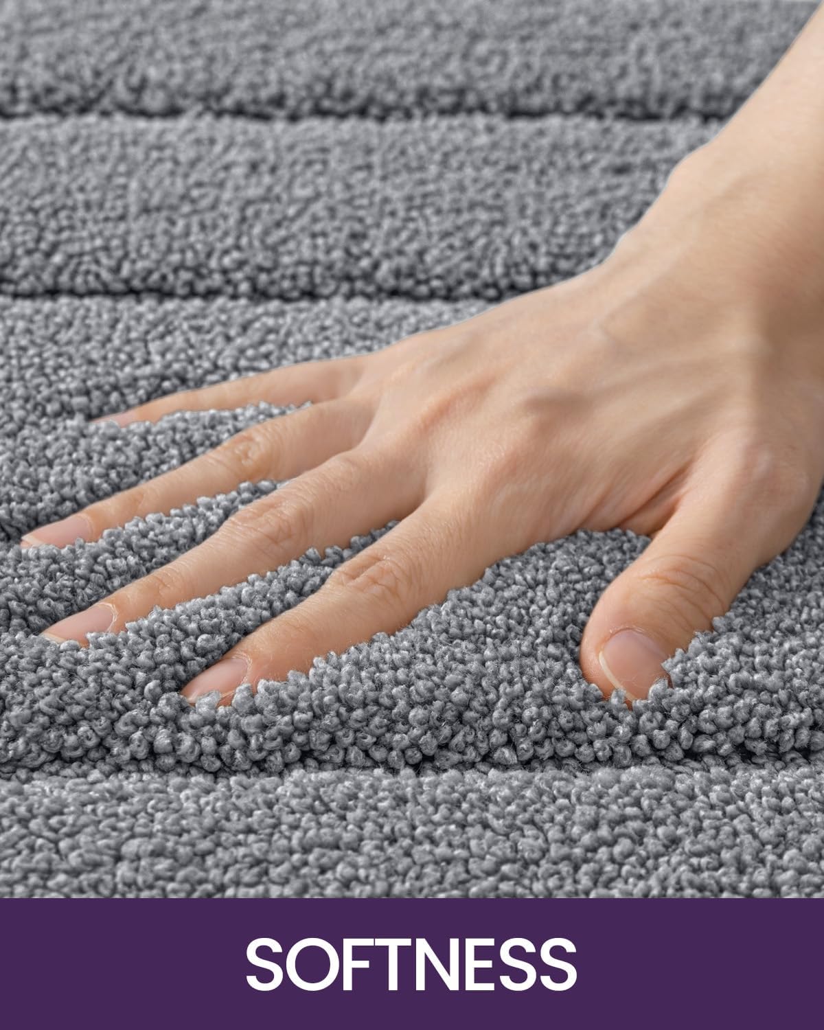 DEXI Bathroom Rug 24x16, Non Slip Washable Bath Mat for Shower Floor, Absorbent Soft Bathmat with Rubber Backing, Quick Dry Microfiber Carpet, Grey