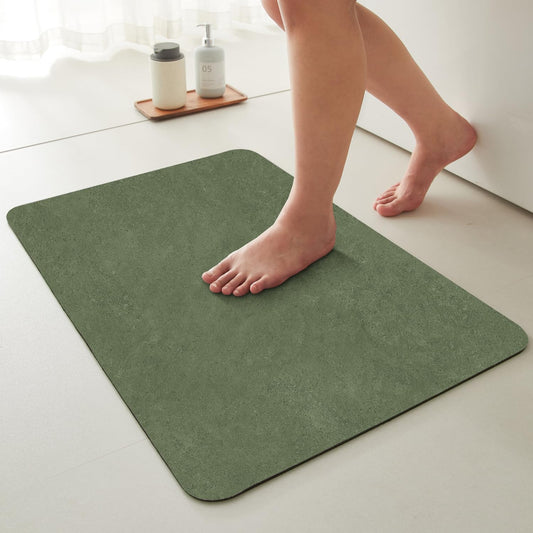 Bathroom Mat Quick Dry, Bathroom Rugs Non Slip Washable Thin Absorbent Bath Mat Fits Under Door Bathroom Floor Mat Perfect for Bath, Shower, or Sink 16"x24" Sage Green