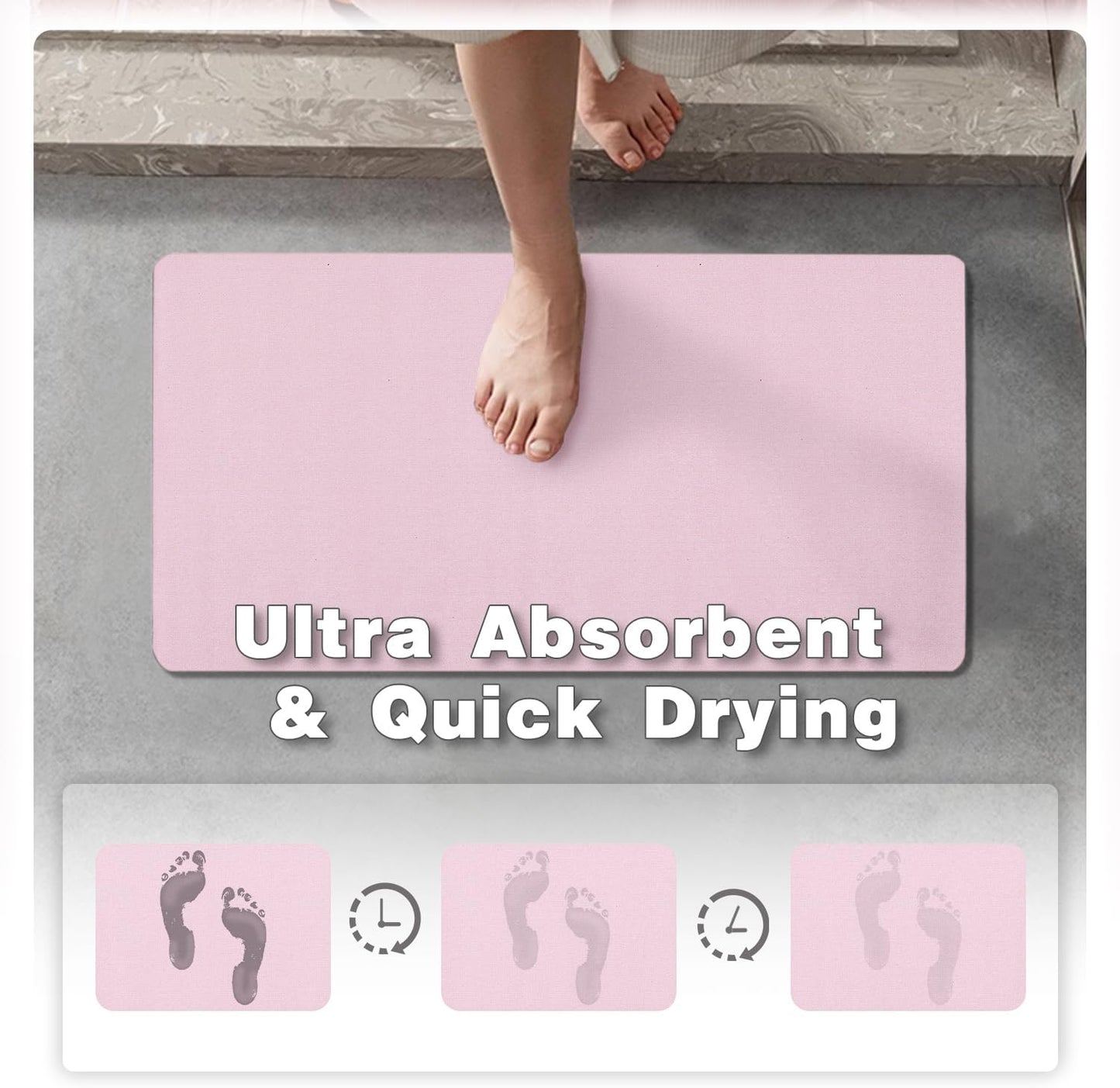 Pink Bath Mat, Bathroom Rugs Non Slip Washable Thin Absorbent Quick Dry Bath Mat Fits Under Door Bathroom Floor Mat Perfect for Bath, Shower, or Sink 24"x60" Pink