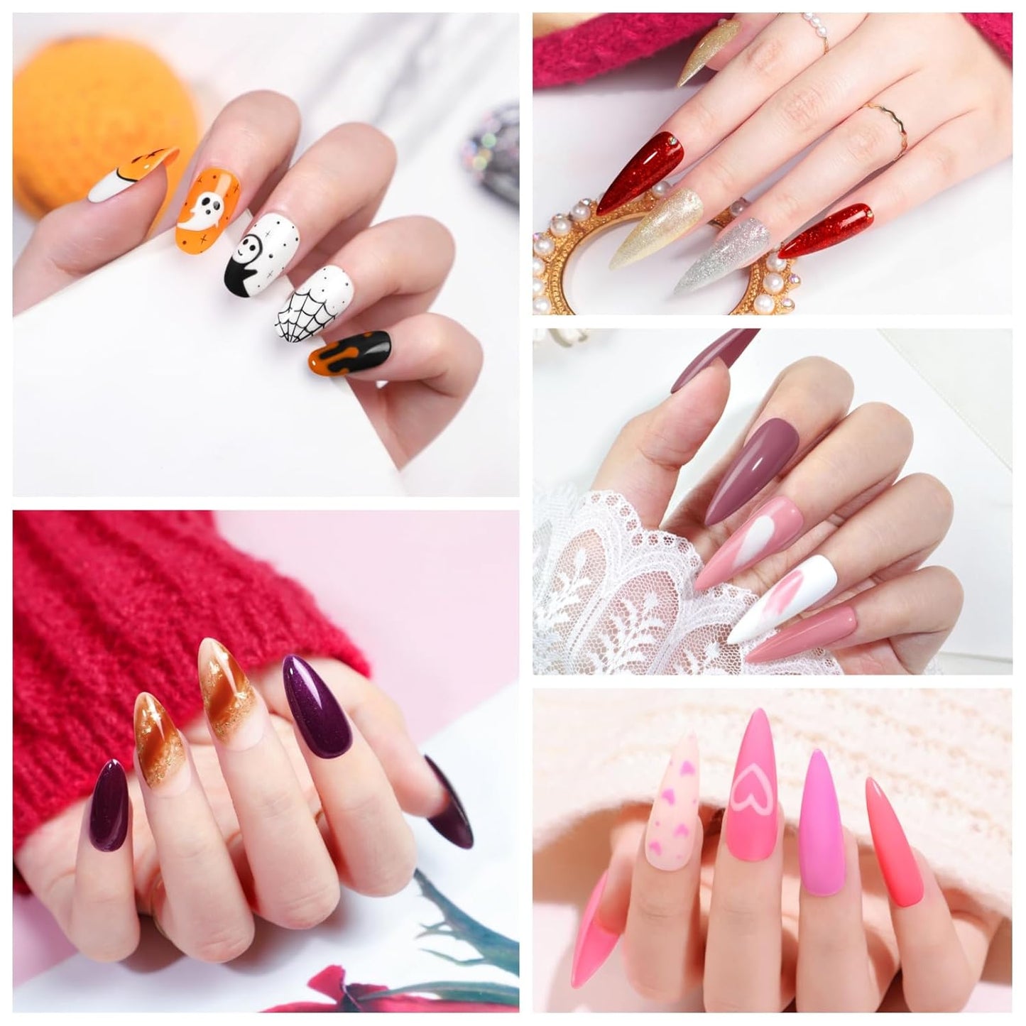 COSCELIA 40pcs Fall Gel Nail Polish Set, 35 Colors Gel polish with 5 Bottles Base and Glossy Matte Glitter Top Coat White Brown Black Nude Red Orange Colors Halloween Nail Polish Nail Art Gifts