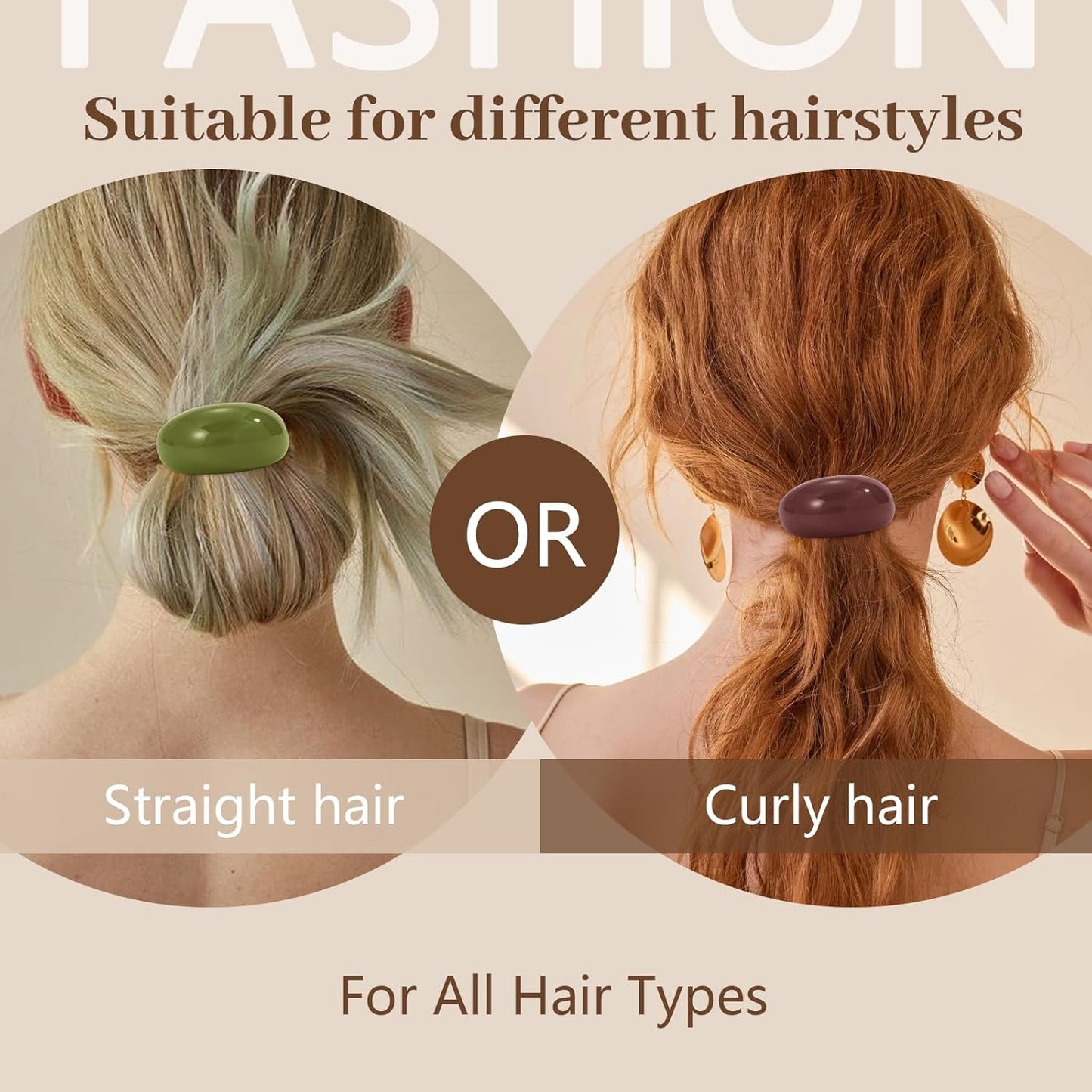 5PCS Hair Ties for Thick Hair, Elegant and Durable Geometric Design Hair Ties for Women, Hair Accessories Stretchy and Non-Damage Ponytail Holders