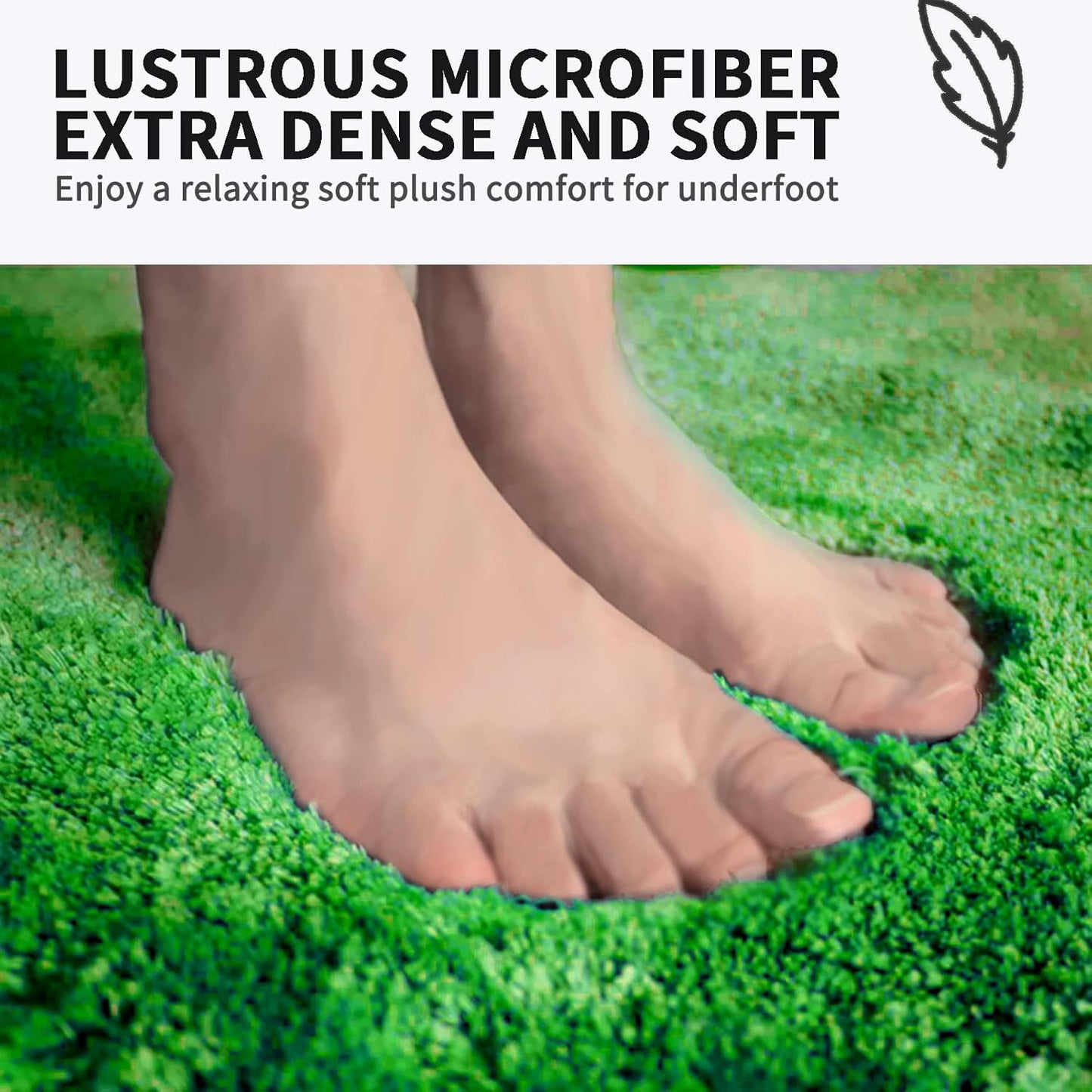 FIFU Bathroom Runner Rug 24" W x 60" L, Bath Mats for Bathroom, Bedroom & Kitchen, Non-Slip Rubber Latex Backing, Comfort & Soft Shower Bathmat & Carpet for Sink, Home & Hallways, Green