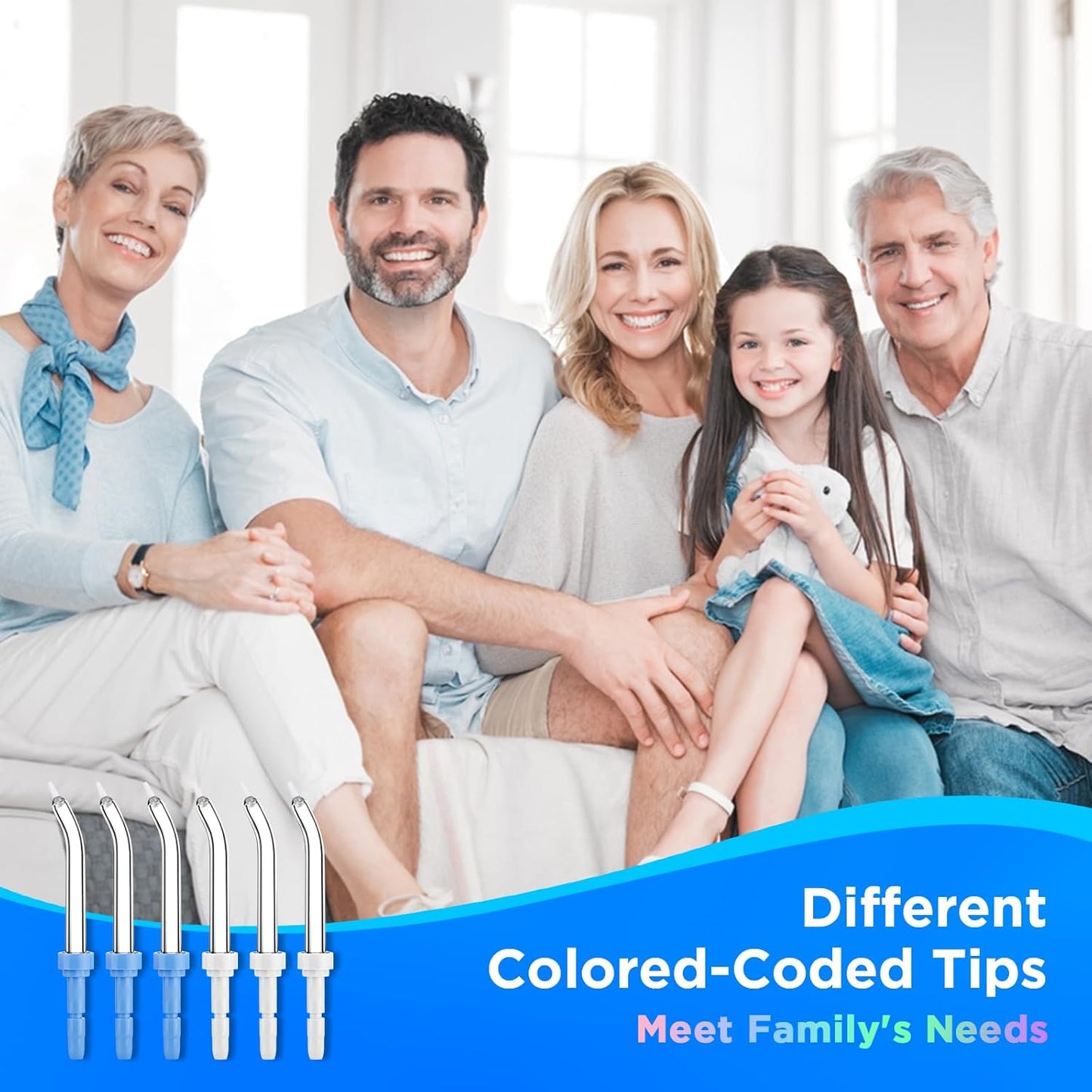 for Waterpik Replacement Heads, Replacement Tips for Waterpik Water Flosser, Suitable for Waterpik Accessories Replacement Tips, for PP-100E(6 Periodontal Tips)