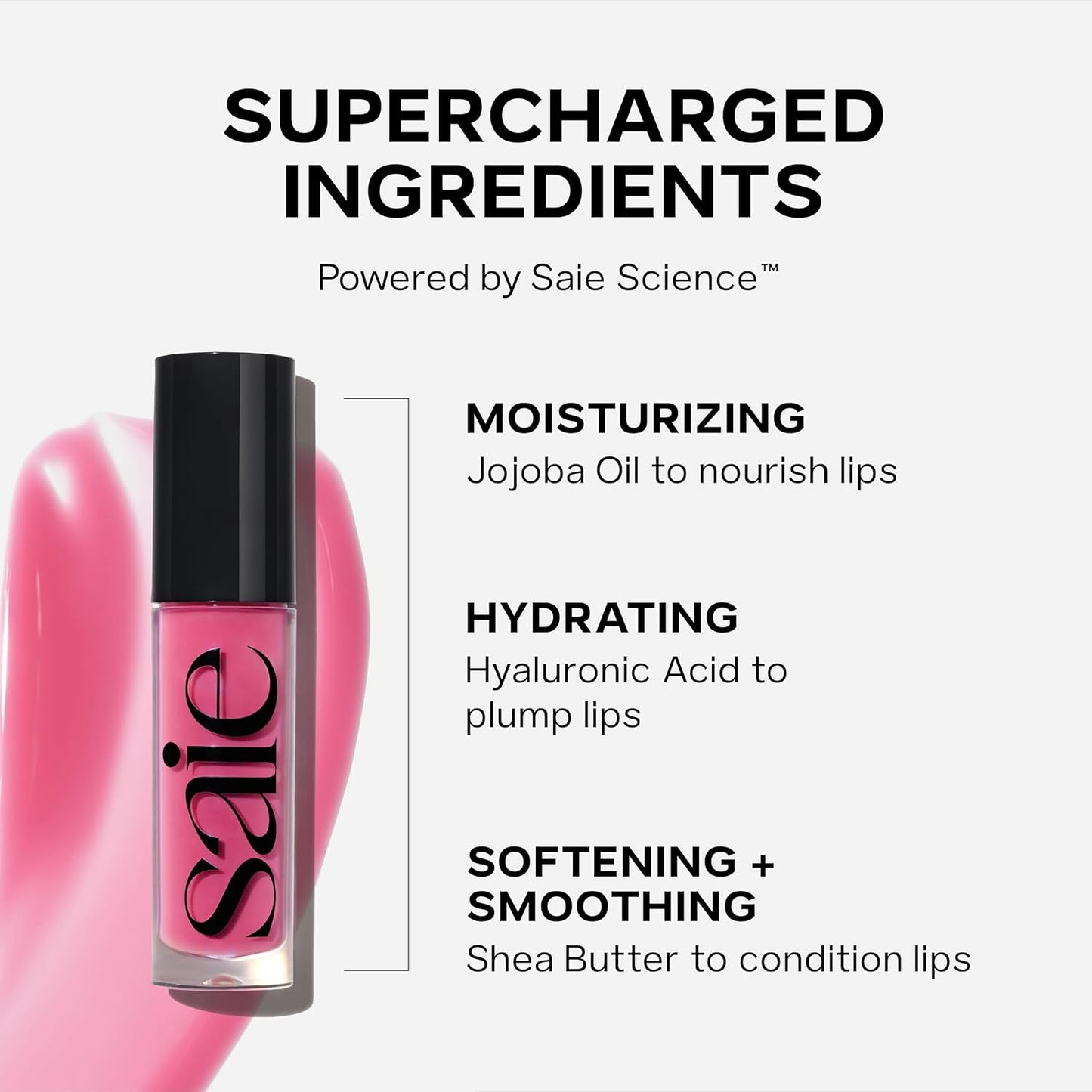 Saie Glossybounce - Hydrating Lip Gloss and Tinted Lip Oil Hybrid with Hyaluronic Acid & Jojoba Oil for Non-Sticky, Ultra-Shiny, Plump & Soft Lips - Everyday Makeup Essential - Shake (.17 oz)