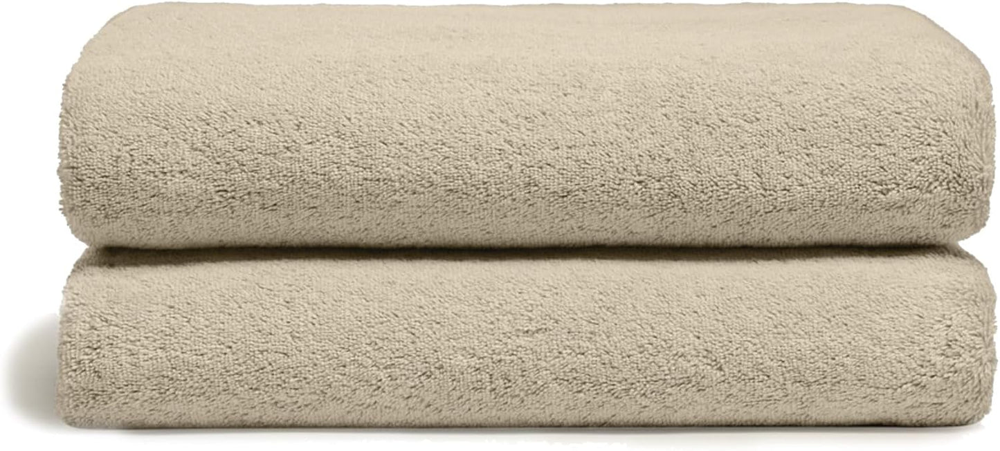 Italic Ultraplush 100% Australian Cotton Bath Sheets - Set of 2 Luxury Extra Large Heavy Duty Bath Sheets, 800GSM Plush and Absorbent Sheets for Hotels, Bath, Gym & Spa (Sand)