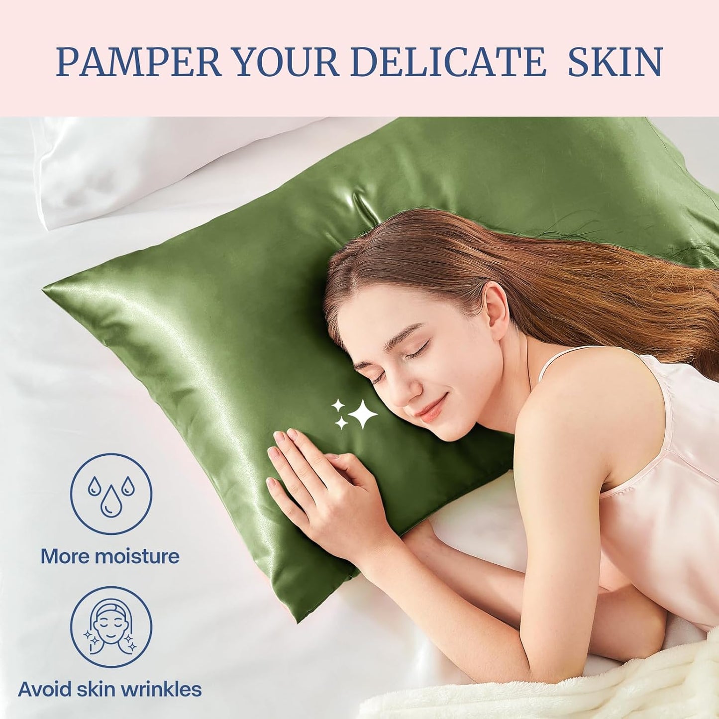 BEDELITE Satin Pillowcase for Hair and Skin, Super Soft Similar to Silk Pillow Cases 4 Pack with Envelope Closure, Cooling Pillowcases for Women Men (20"x26" Standard Size, Cedar Green)