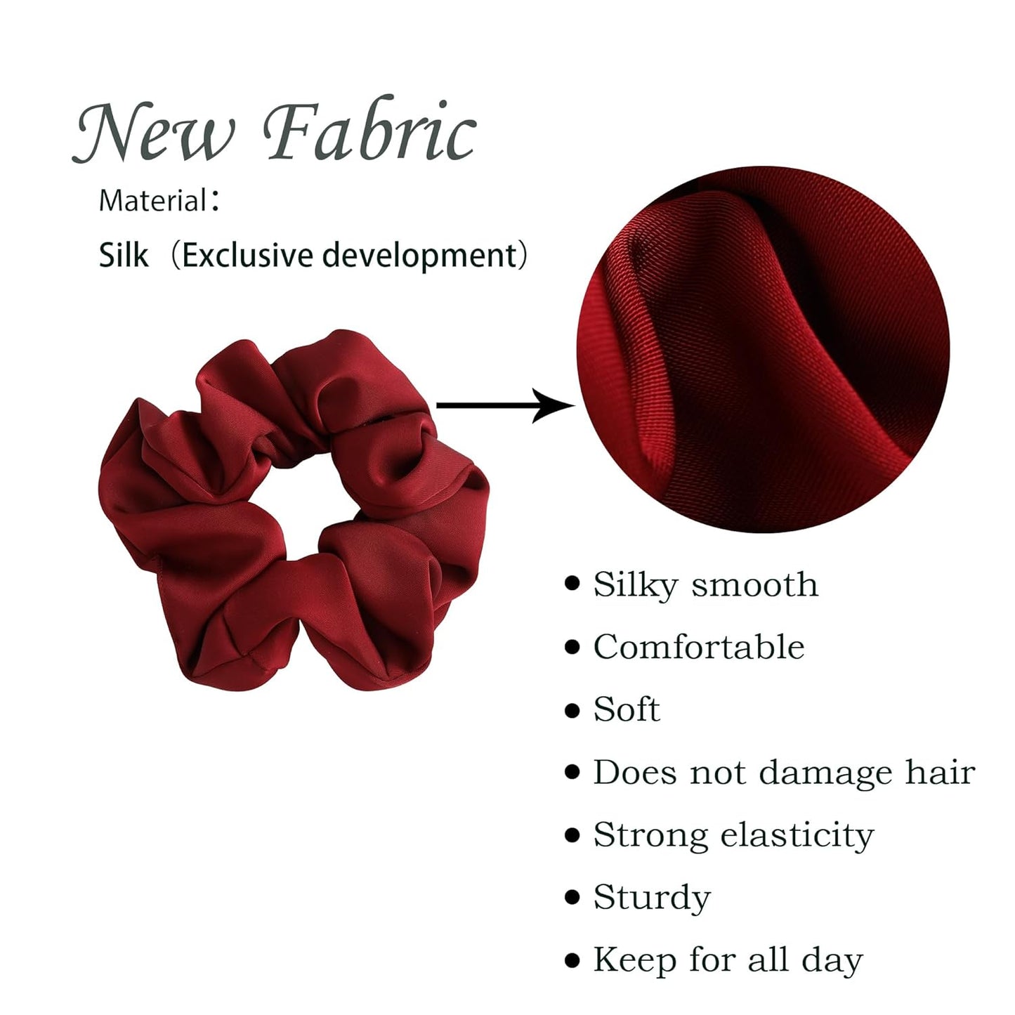 Big Silk Scrunchies for Women,Better than Satin,Silky Soft Scrunchie for Bun Luxurious Ponytail Holders Elastic Hair Ties No Damage (Black White Silver Red Brown)